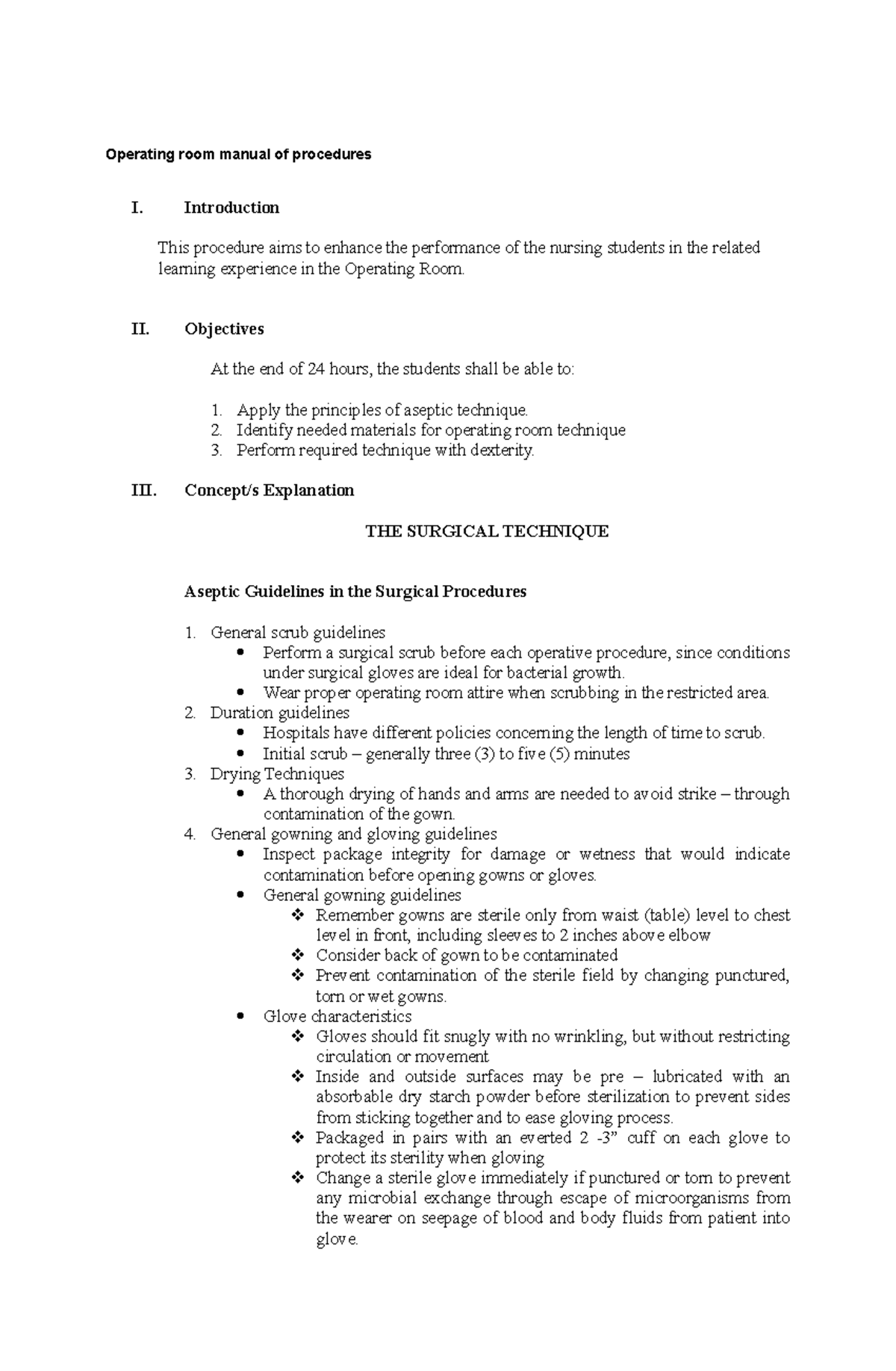 Operating room manual of procedures-BSN- Updated Manual OR Procedures ...