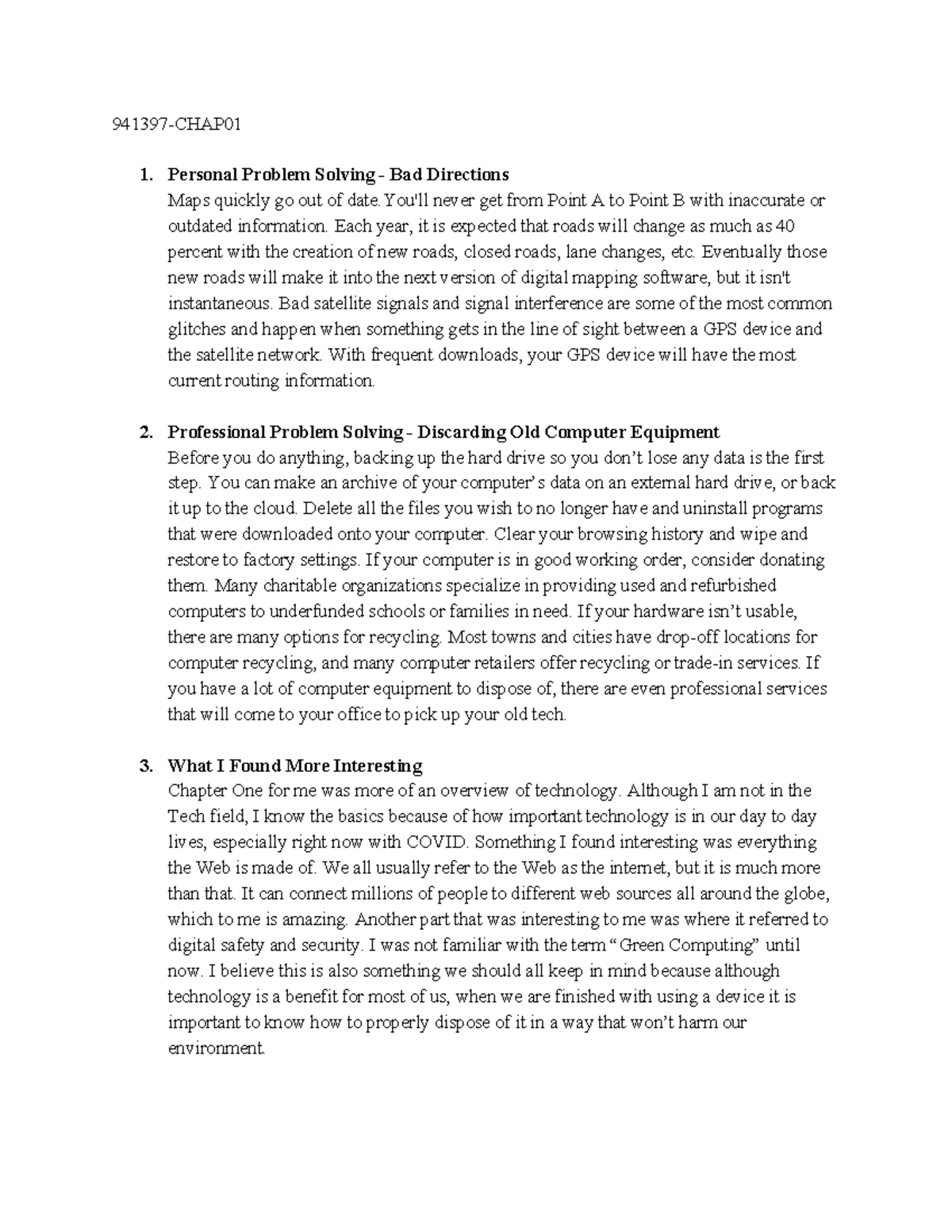 941397-CHAP01 - Lecture notes 1 - 1. Personal Problem Solving Bad ...