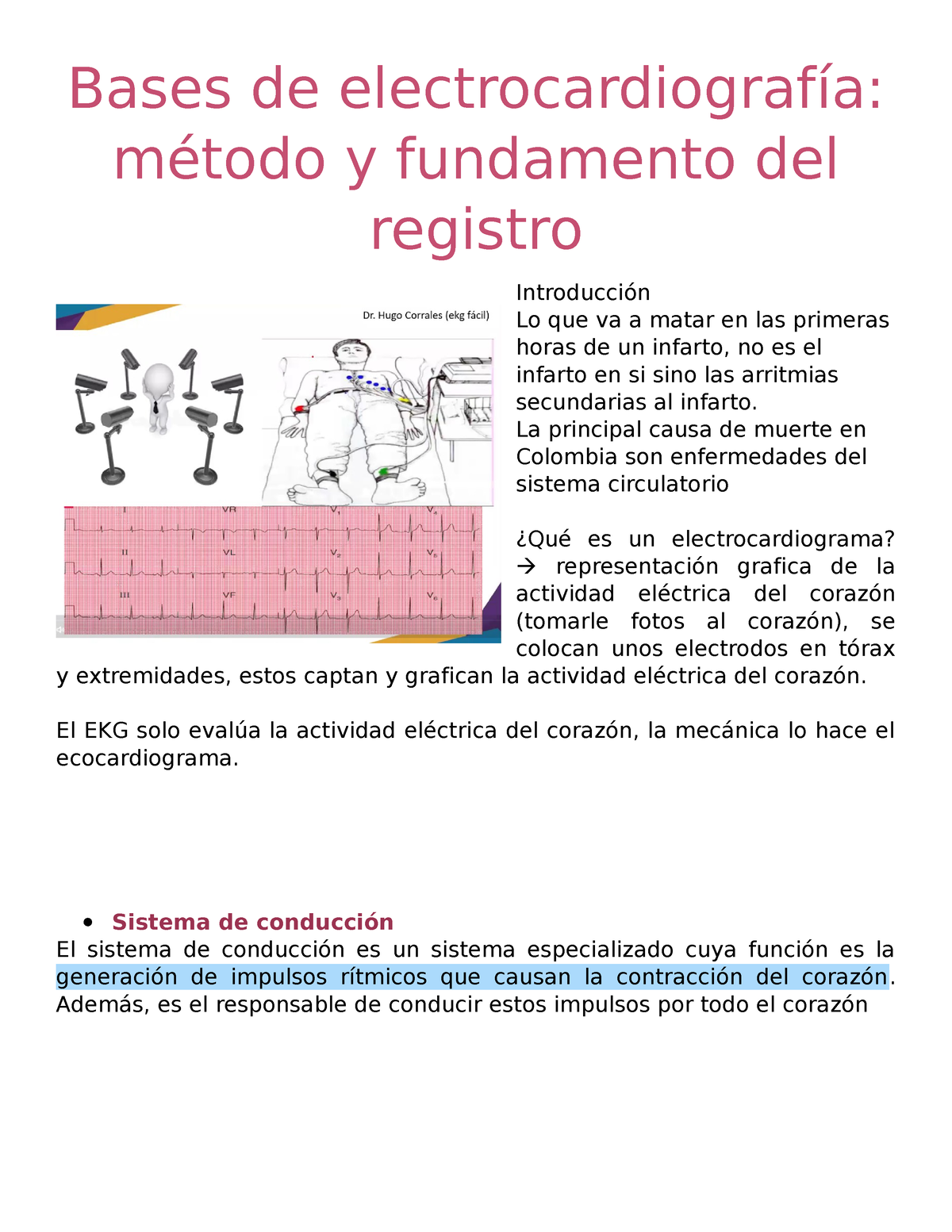 Bases De Electrocardiografía. Metodo Y Fundamento Del Registro ...