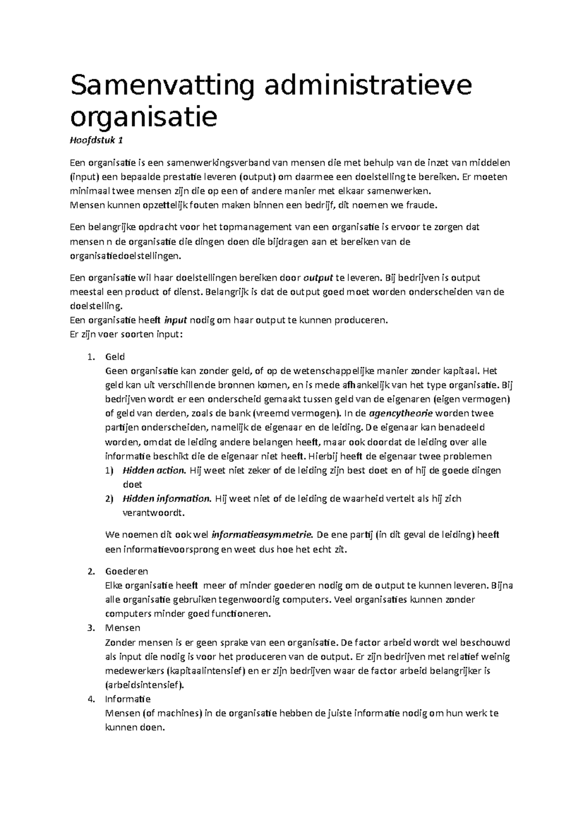 Samenvatting Administratieve Organisatie - Samenvatting Administratieve ...