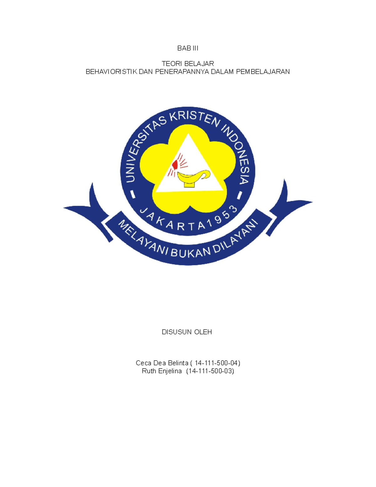 Teori Belajar Behavioristik Dan Penerapannya Dalam Pembelajaran Bab