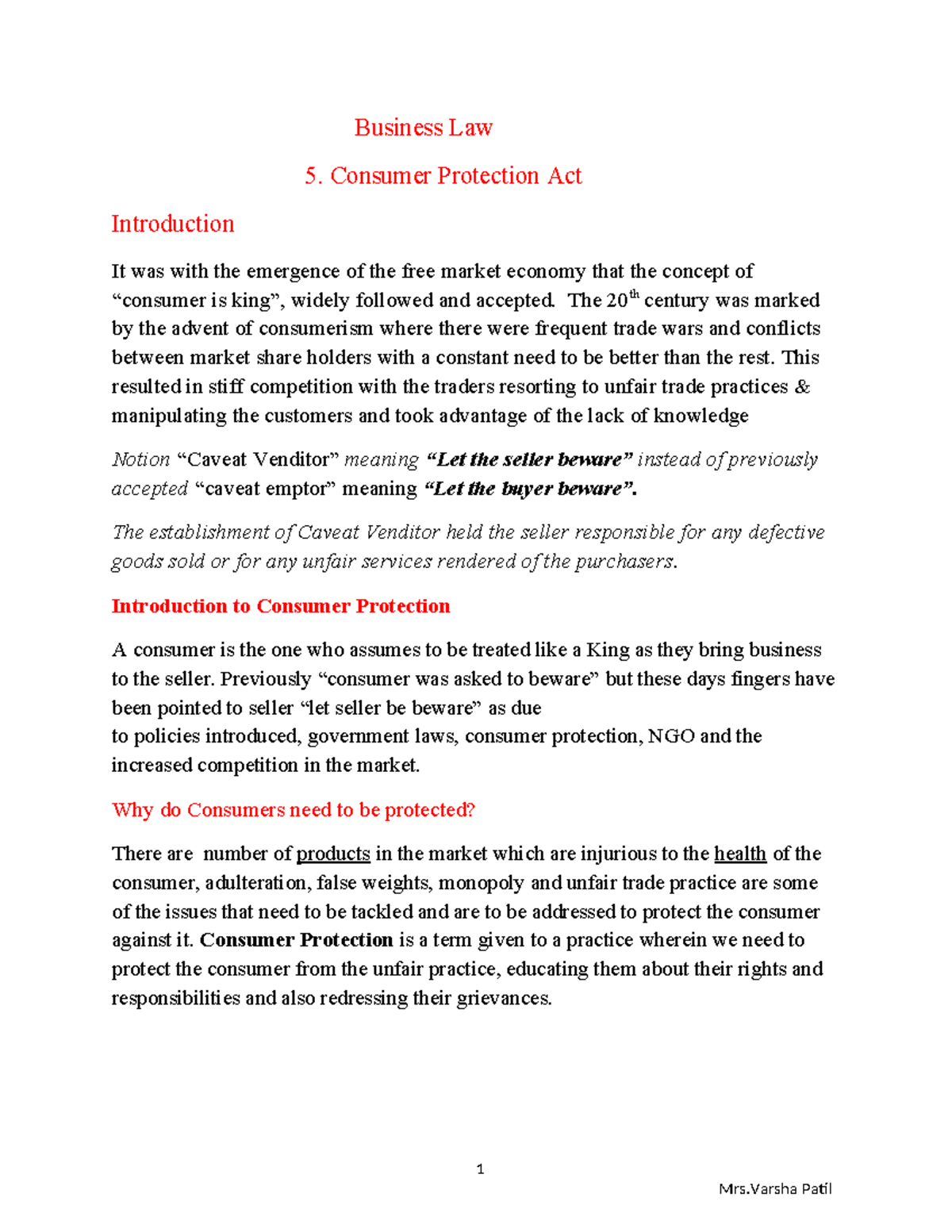 Consumer protection act - Business Law 5. Consumer Protection Act ...