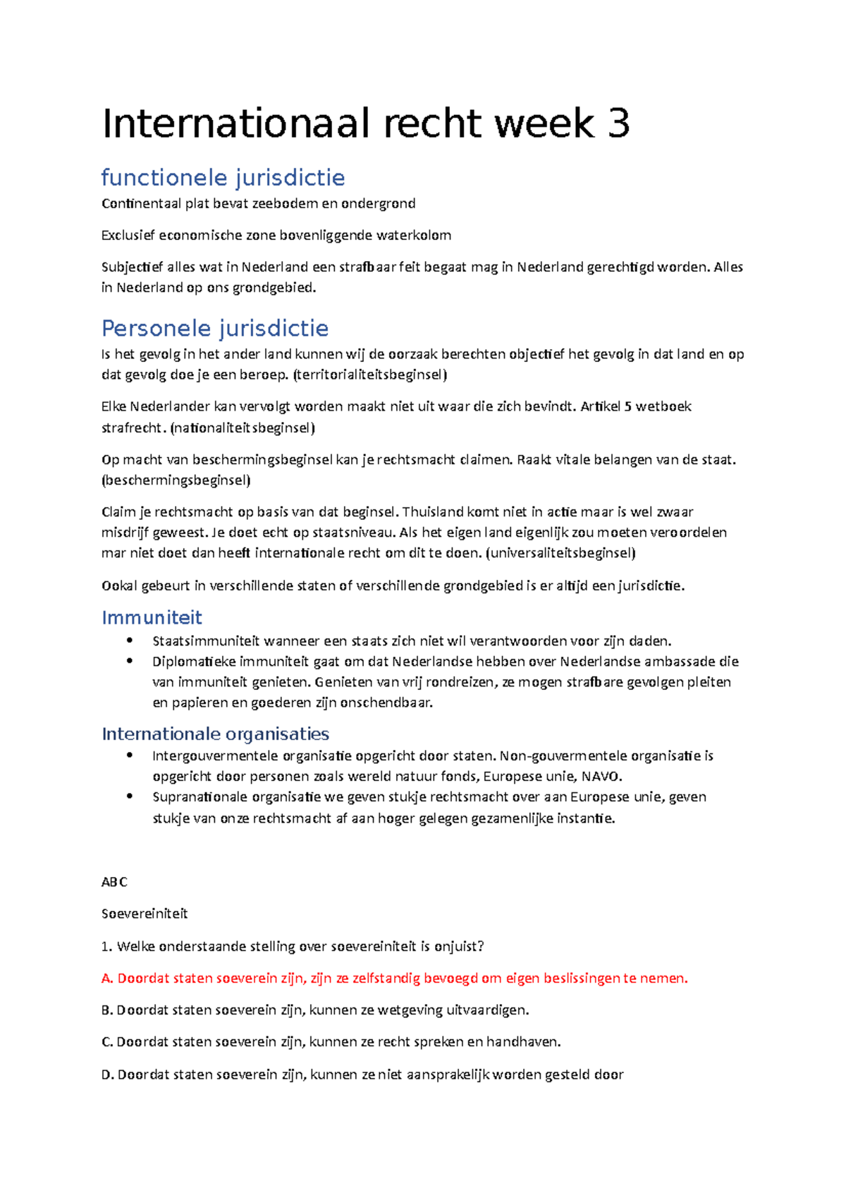 Internationaal Recht Week 3 - Alles In Nederland Op Ons Grondgebied ...