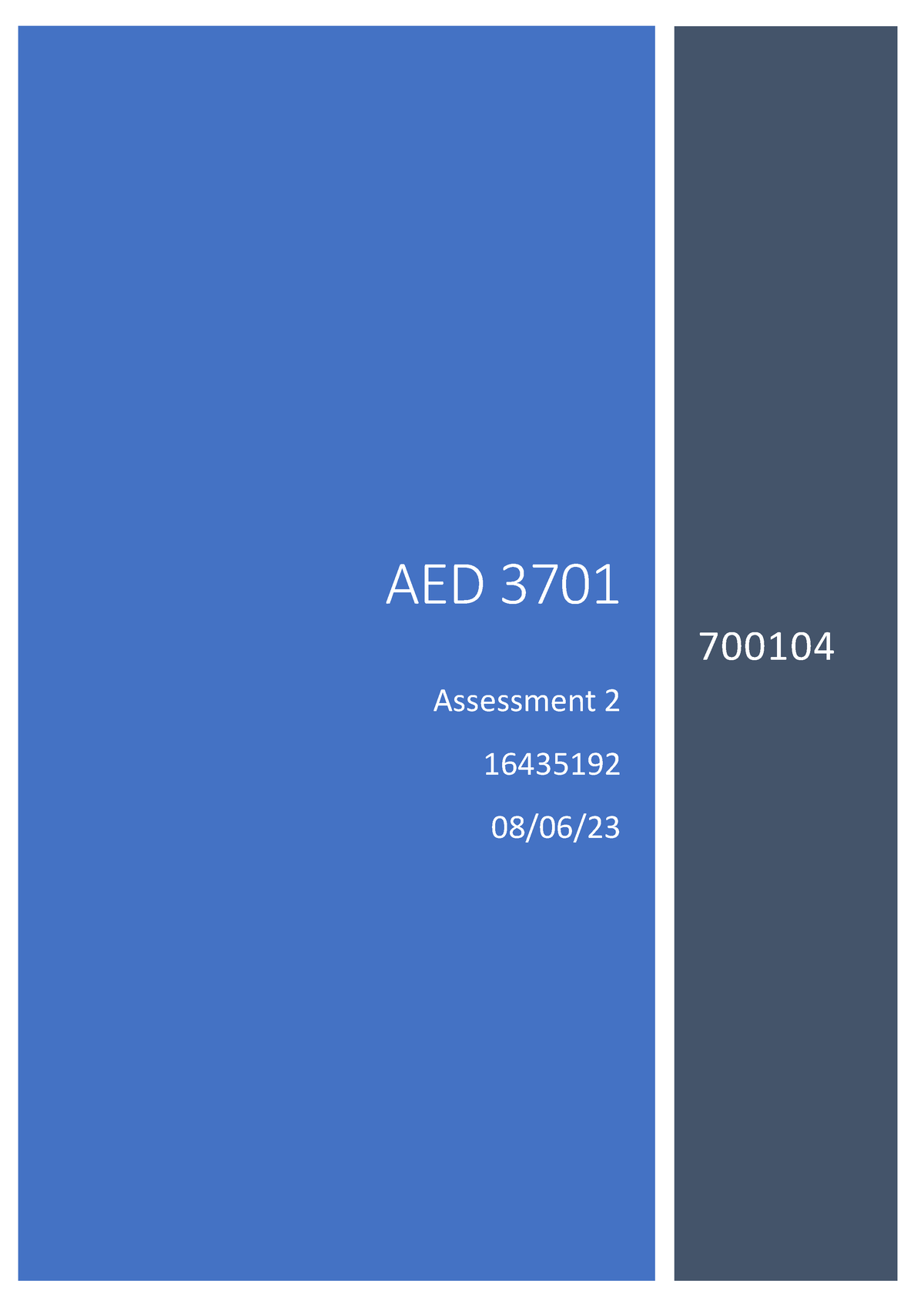 Aed3701 Assessment 2 16435192 - Aed3701 - Unisa - Studocu