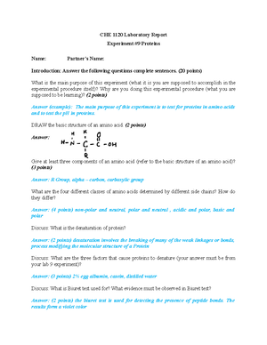 Lab Template 2 Experiment 11 Urinalysis - CHE 1120 Laboratory Report ...