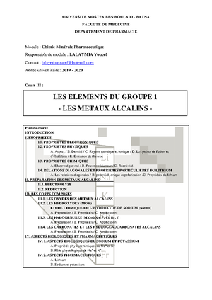 Cours v - les elements du groupe 13 - UNIVERSITE MOSTFA BEN BOULAÏD ...