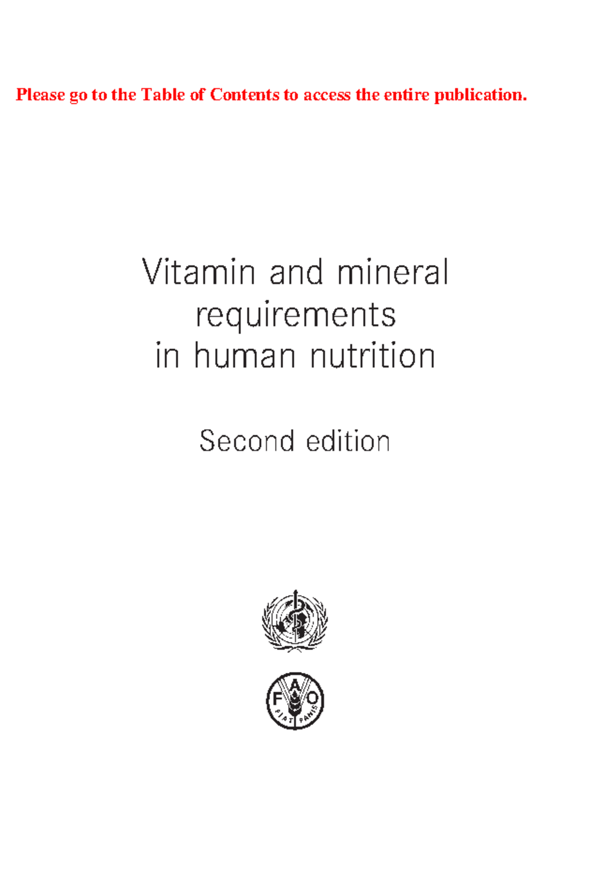 Vitamin and mineral requirementsFAO 2004 Vitamin and mineral