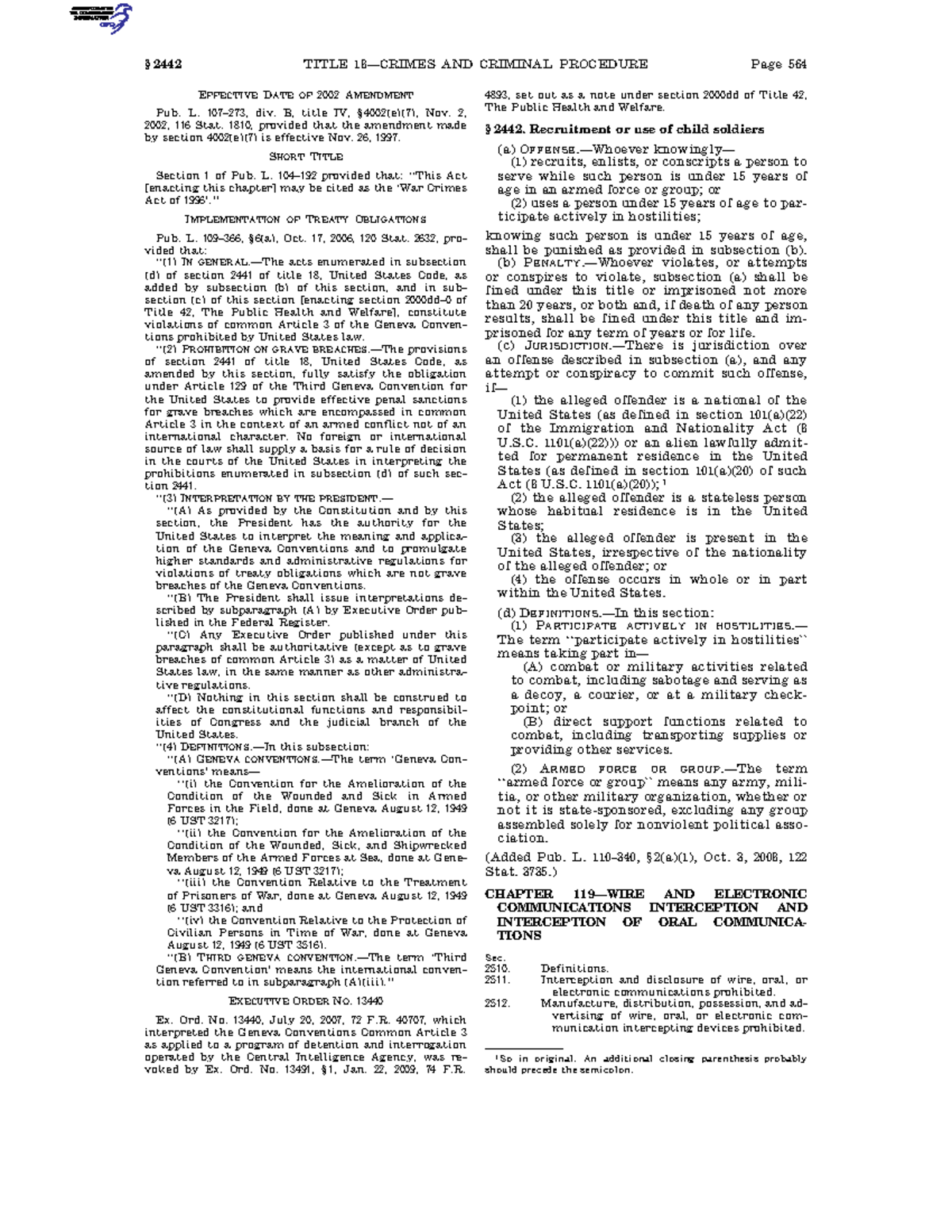 Uscode 2011 Title 18 Part I Chap119 2442 TITLE 18 CRIMES AND 