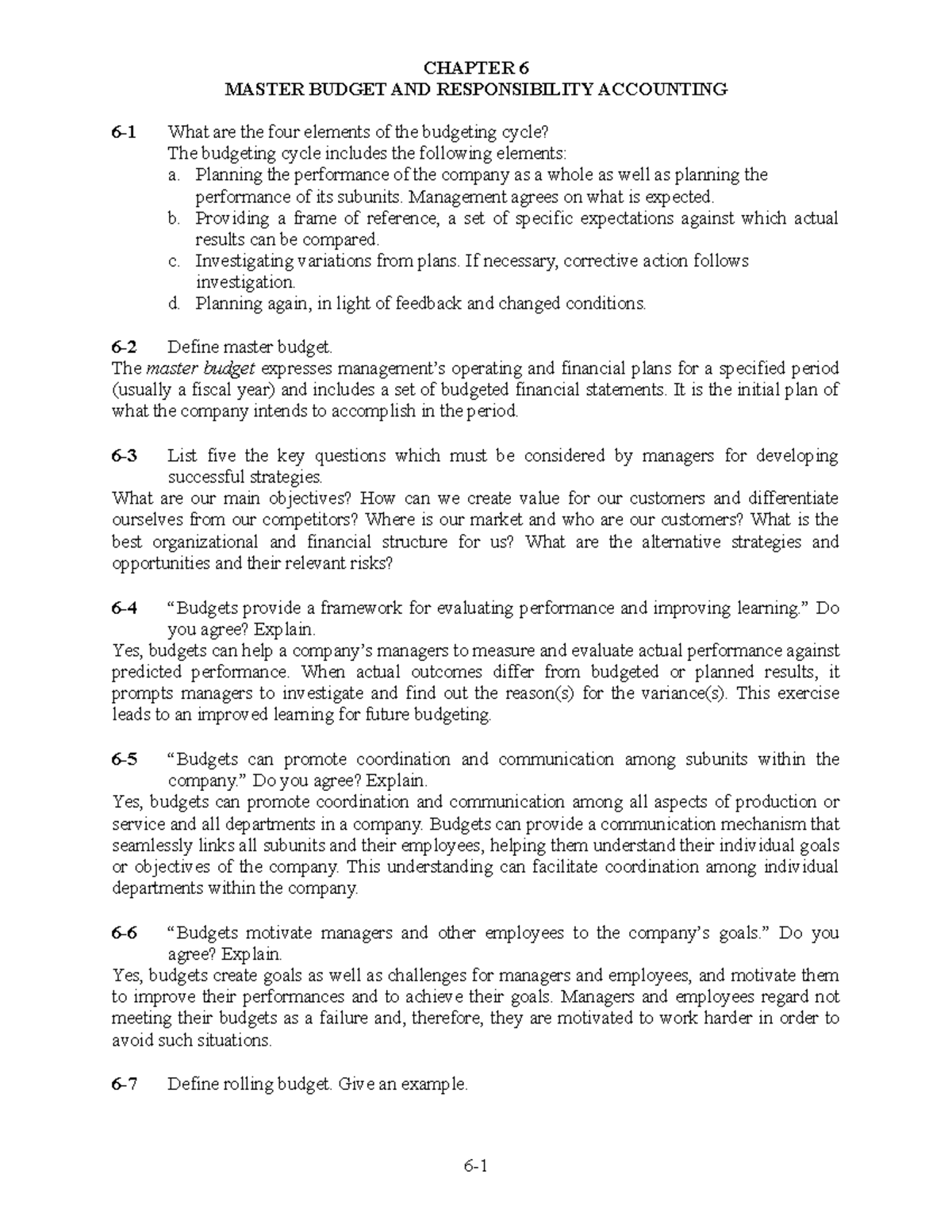 Essay on managerial accounting chapter 7 solutions picture