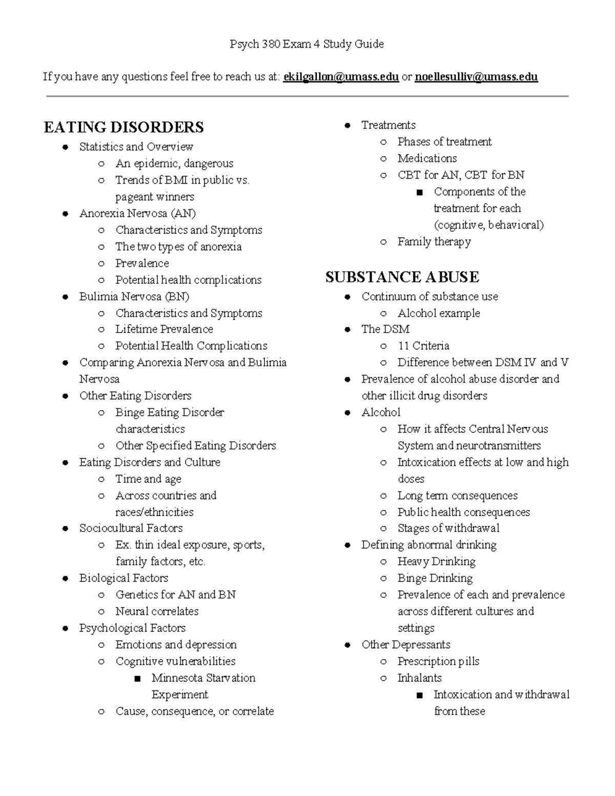 Exam 4 Study Guide - Exam 4 - Psych 380 Exam 4 Study Guide If You Have ...