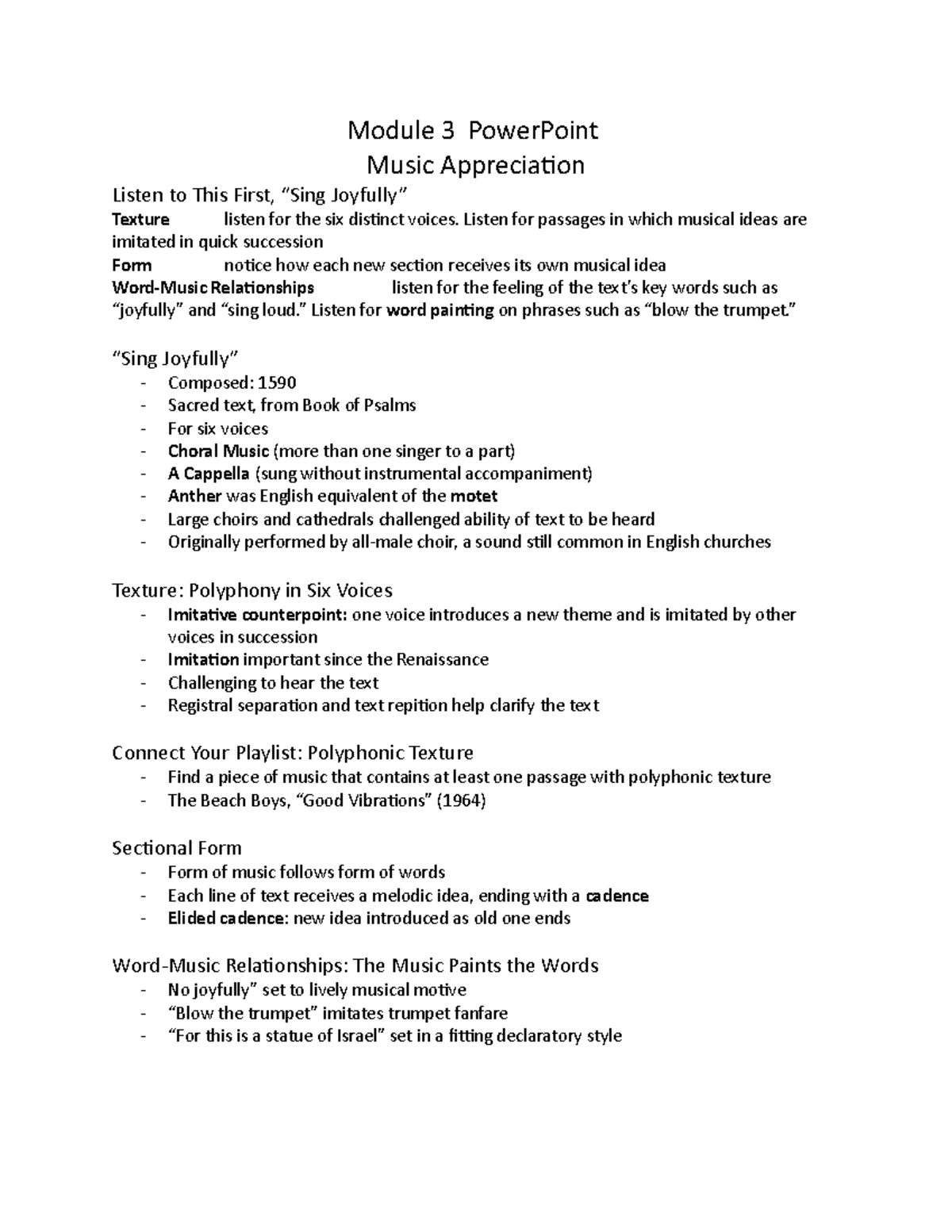 Module 3 Ch 9 - notes - Module 3 PowerPoint Music Appreciation Listen ...