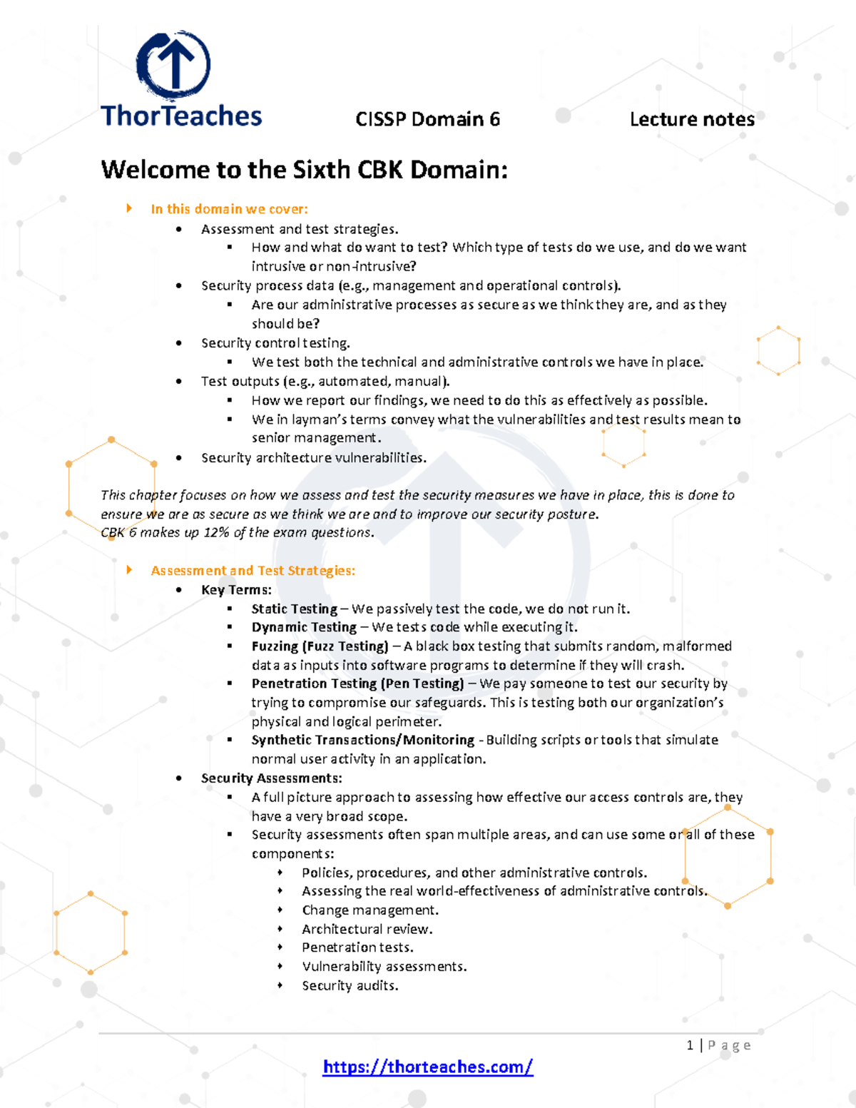 2023+ Cissp+Domain+6+Study+guide+by+Thor Teaches - 1 | P a g e Welcome ...