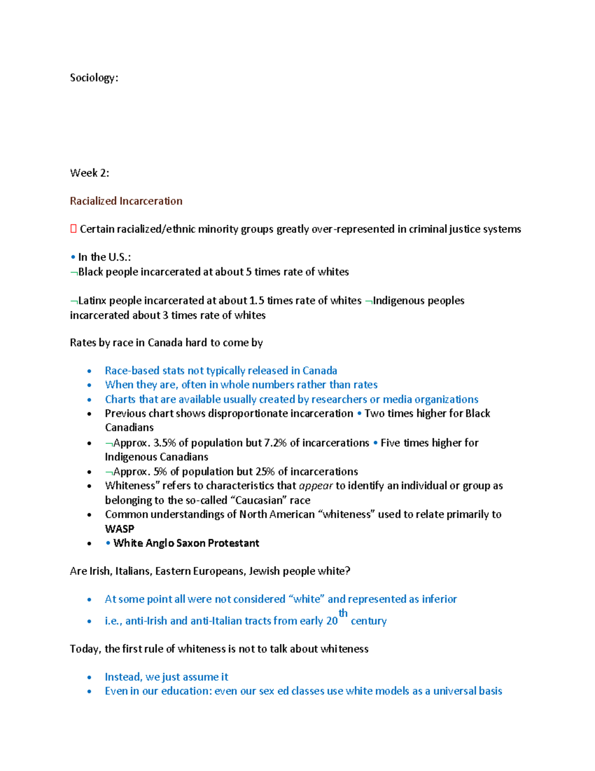 Sociology 2 - Sociology: Week 2: Racialized Incarceration ฀ Certain ...