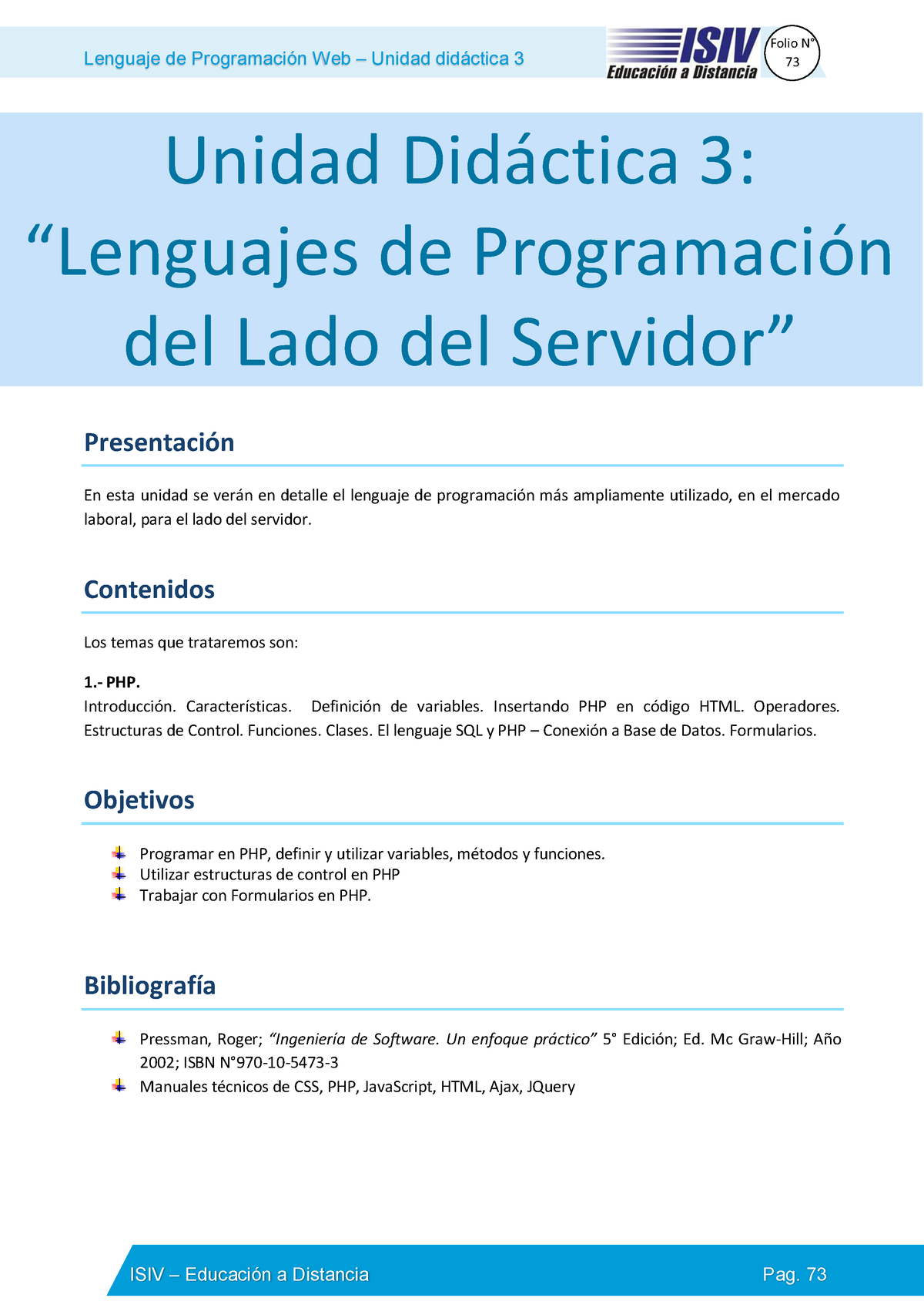 Unidad 3 - Lenguaje De Programación W Eb – Unidad Didáctica 3 73 Unidad ...