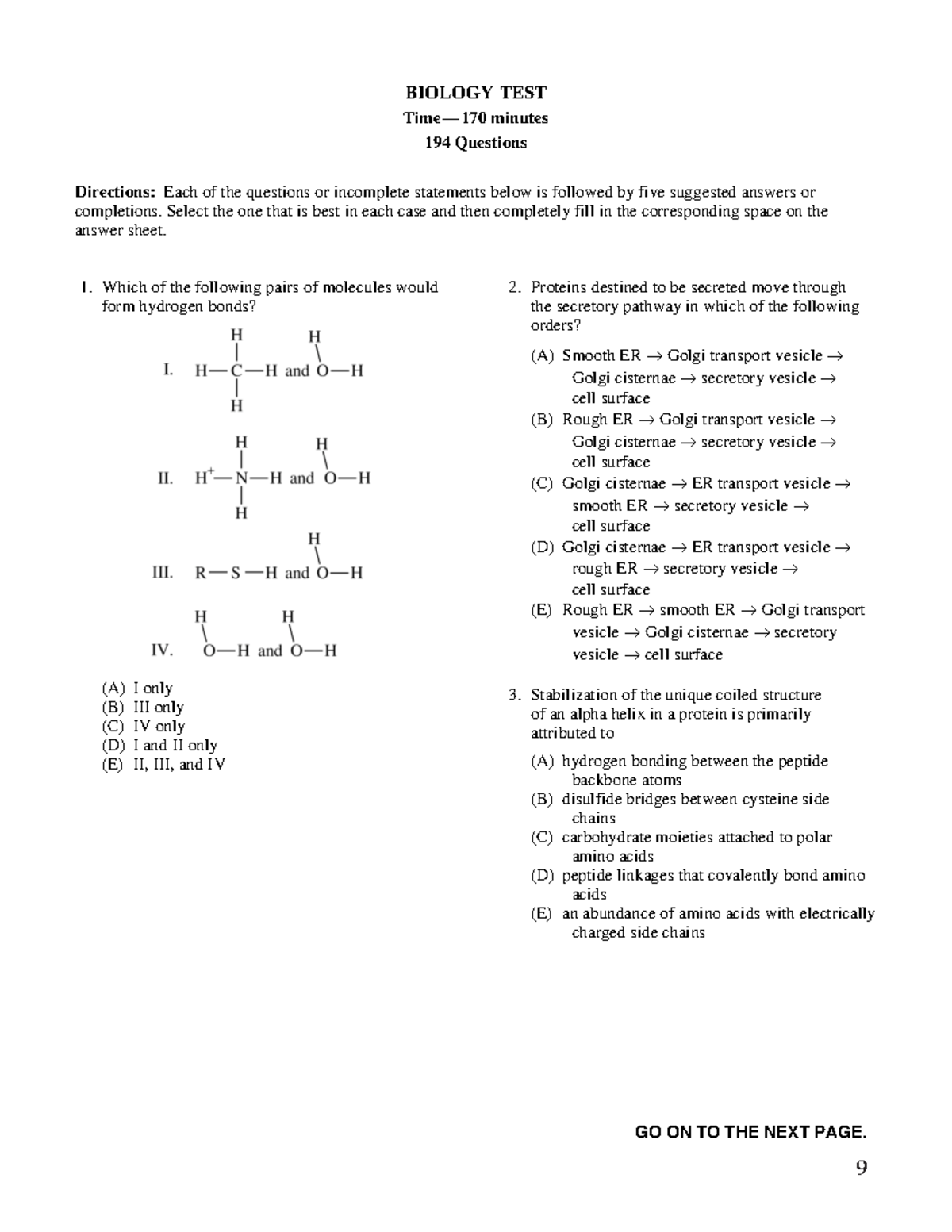 GRE B Test Only - Test For Practice - GO ON TO THE NEXT PAGE. -3- Time ...