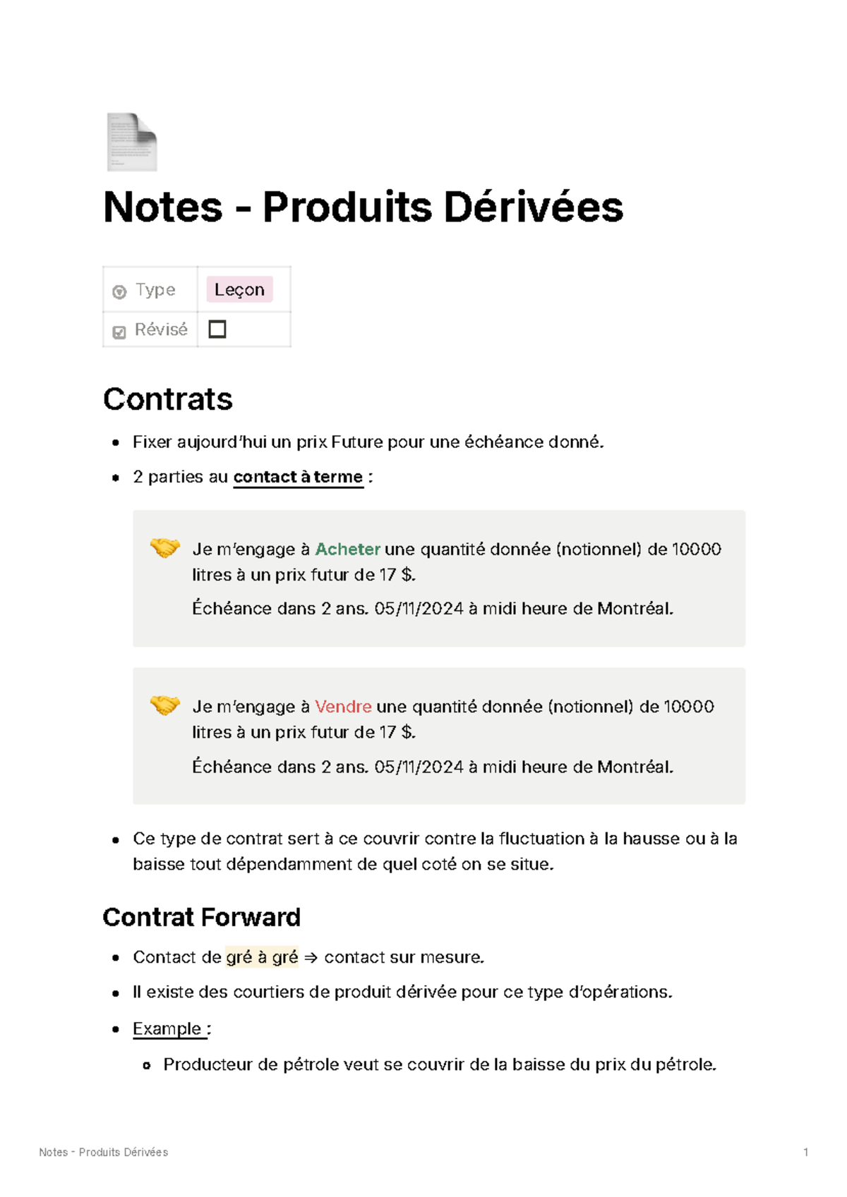 Notes-Produits Dérivés - 📄 Notes - Produits Dérivées Type Leçon Révisé ...