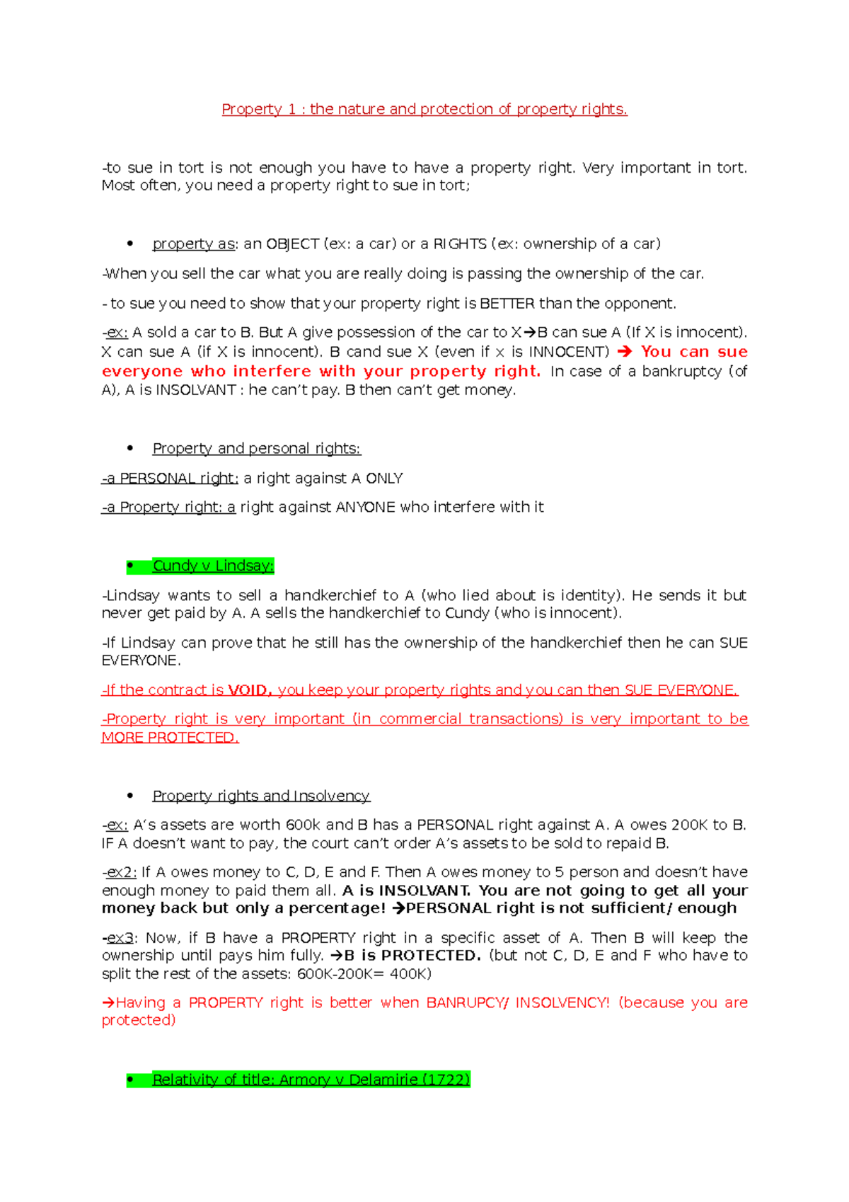 Property 1 - DU common Law - Property 1 : the nature and protection of ...