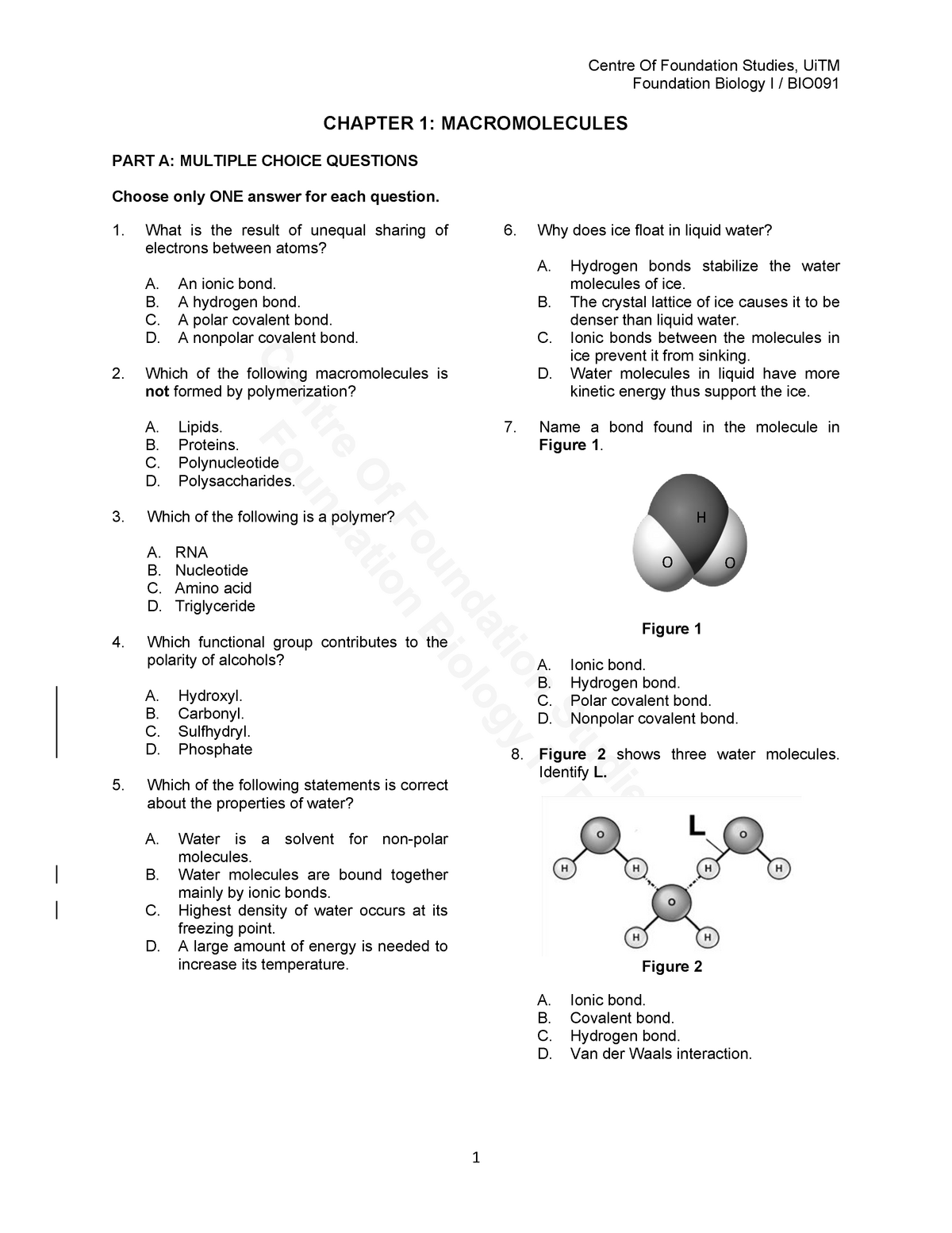 Foundation In Biology (BIO 091) Tutorial - Foundation In Science - UiTM ...