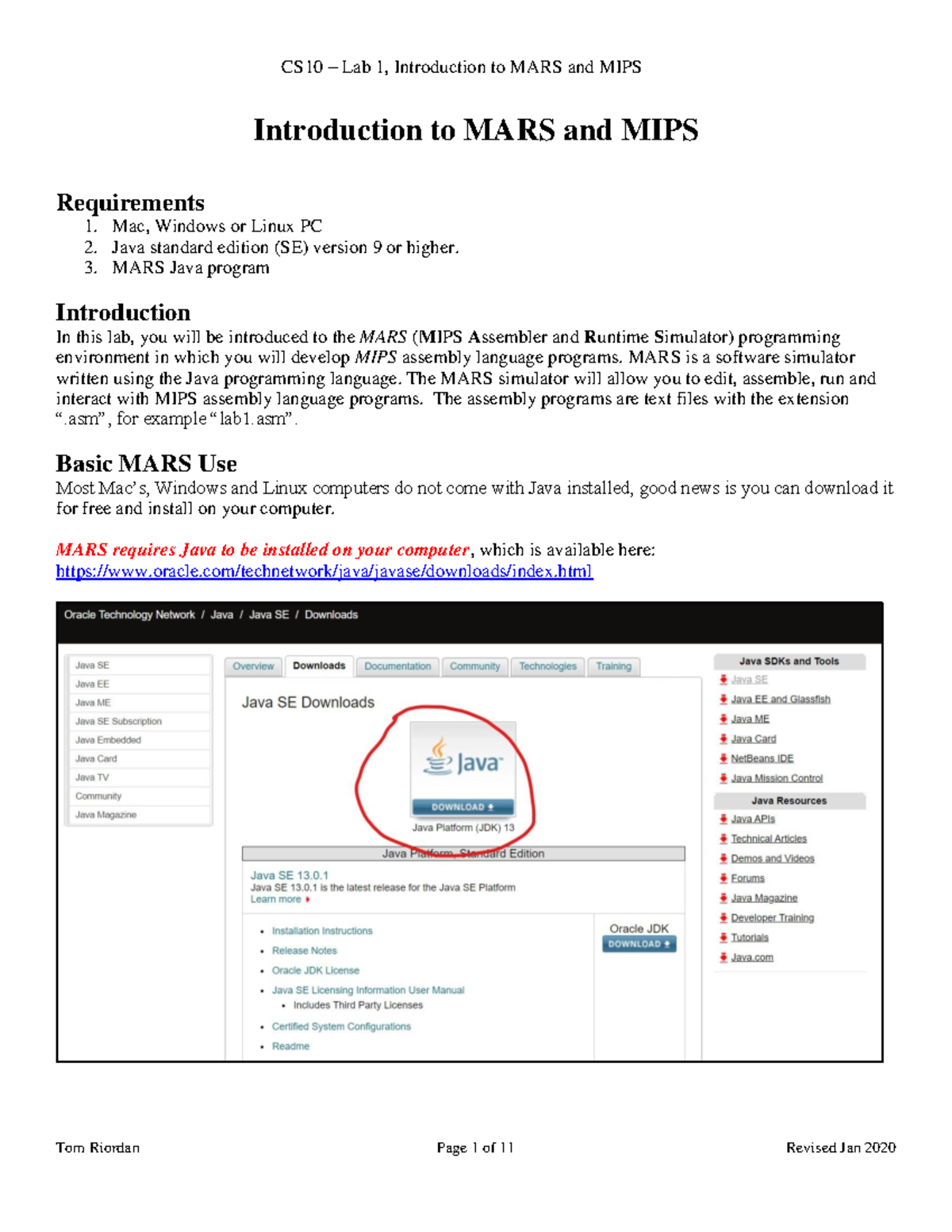 CS10 Lab1 Exercises Introduction to MARS and MIPS Requirements Mac