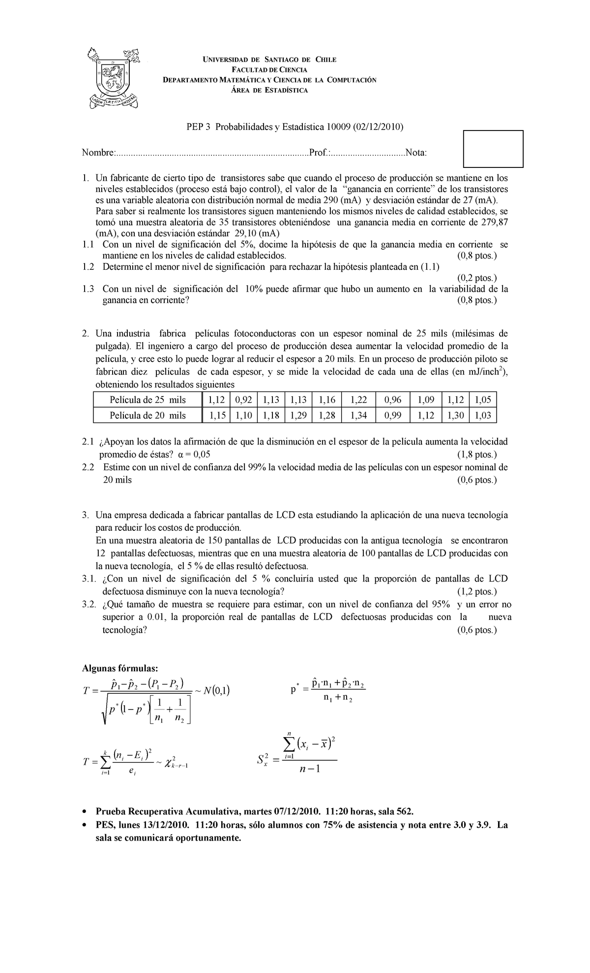 Examen 2015, Preguntas Y Respuestas - UNIVERSIDAD DE SANTIAGO DE CHILE ...