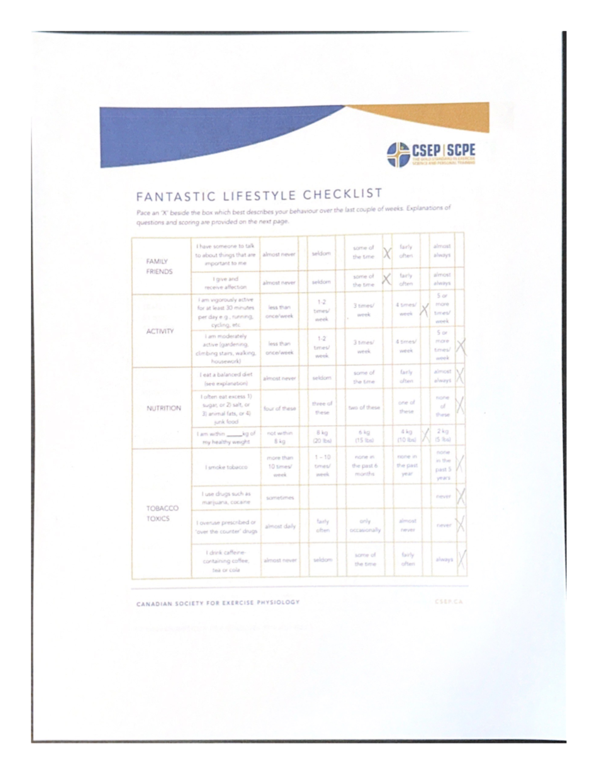 Lifestyle Questionnaire - APA3114 - Studocu