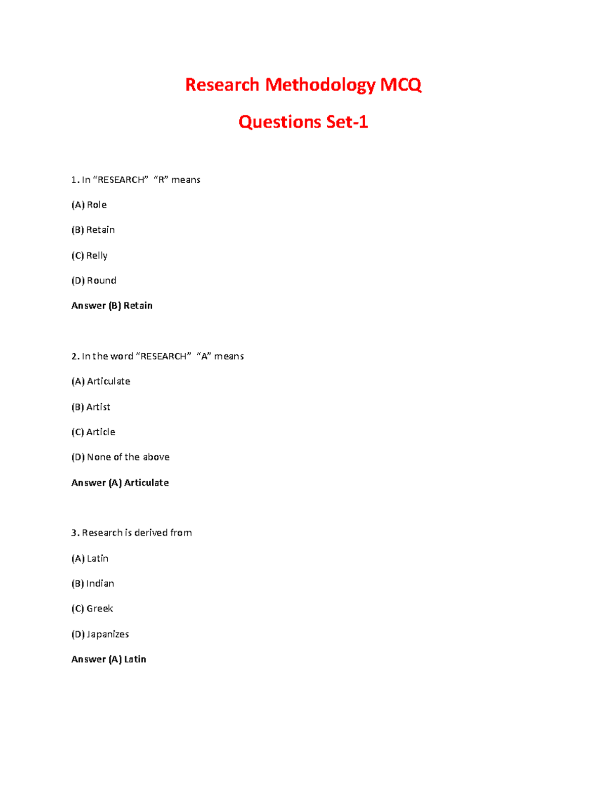 Research Methodology MCQ Questions Set-1-converted - Research ...