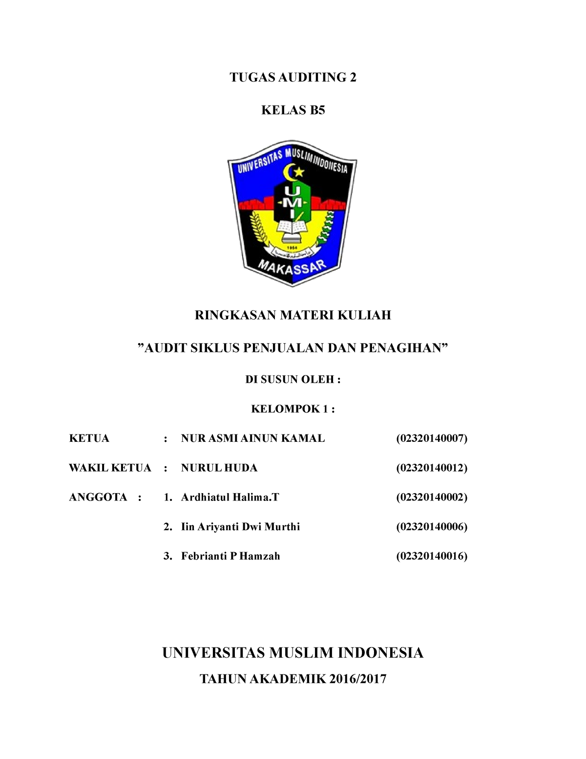 Resume Audit Siklus Penjualan - TUGAS AUDITING 2 KELAS B RINGKASAN ...