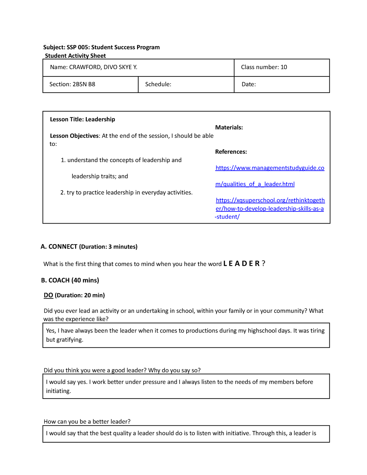 5) SSP 005 ACE Leadership SAS - Subject: SSP 005: Student Success ...