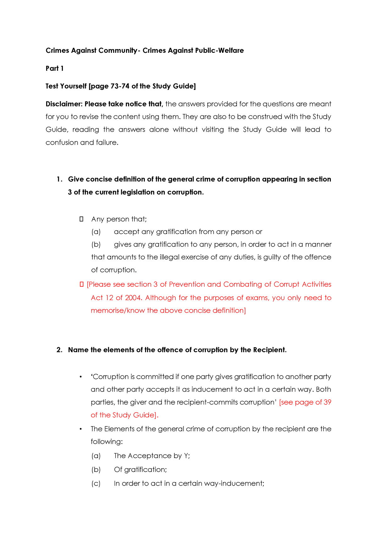 Unit 3 Activity Answers - Crimes Against Community- Crimes Against ...