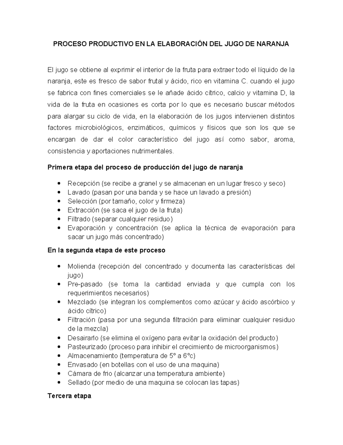 Proceso Productivo En La Elaboración Del Jugo De Naranja Proceso Productivo En La ElaboraciÓn 0427