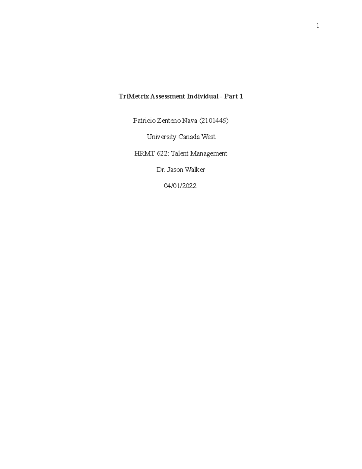 Trimetrix assessment Part 1 PAtricio zenteno Nava - TriMetrix ...