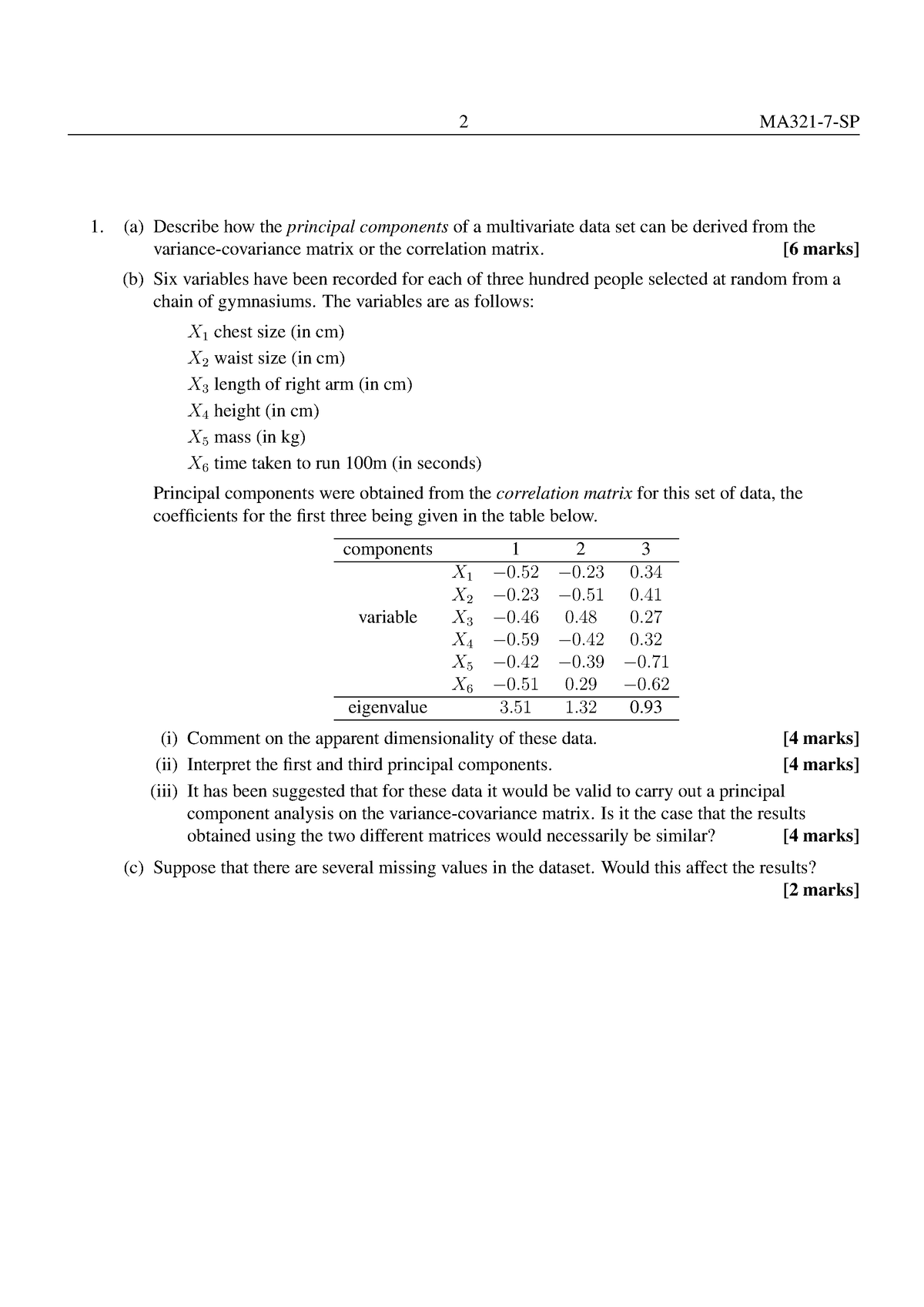 MA321 PG Exam 2017 - previous year question papers. - 1. (a) Describe ...