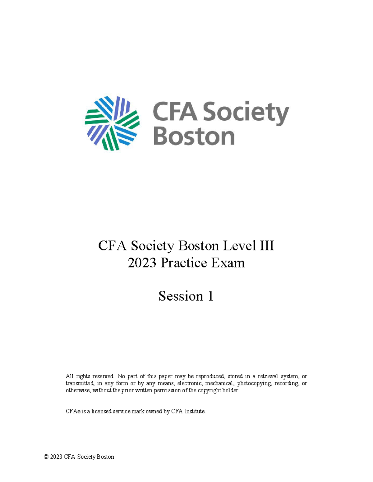 2023 CFA LIII Mock Exam B-AM - SIM - Studocu