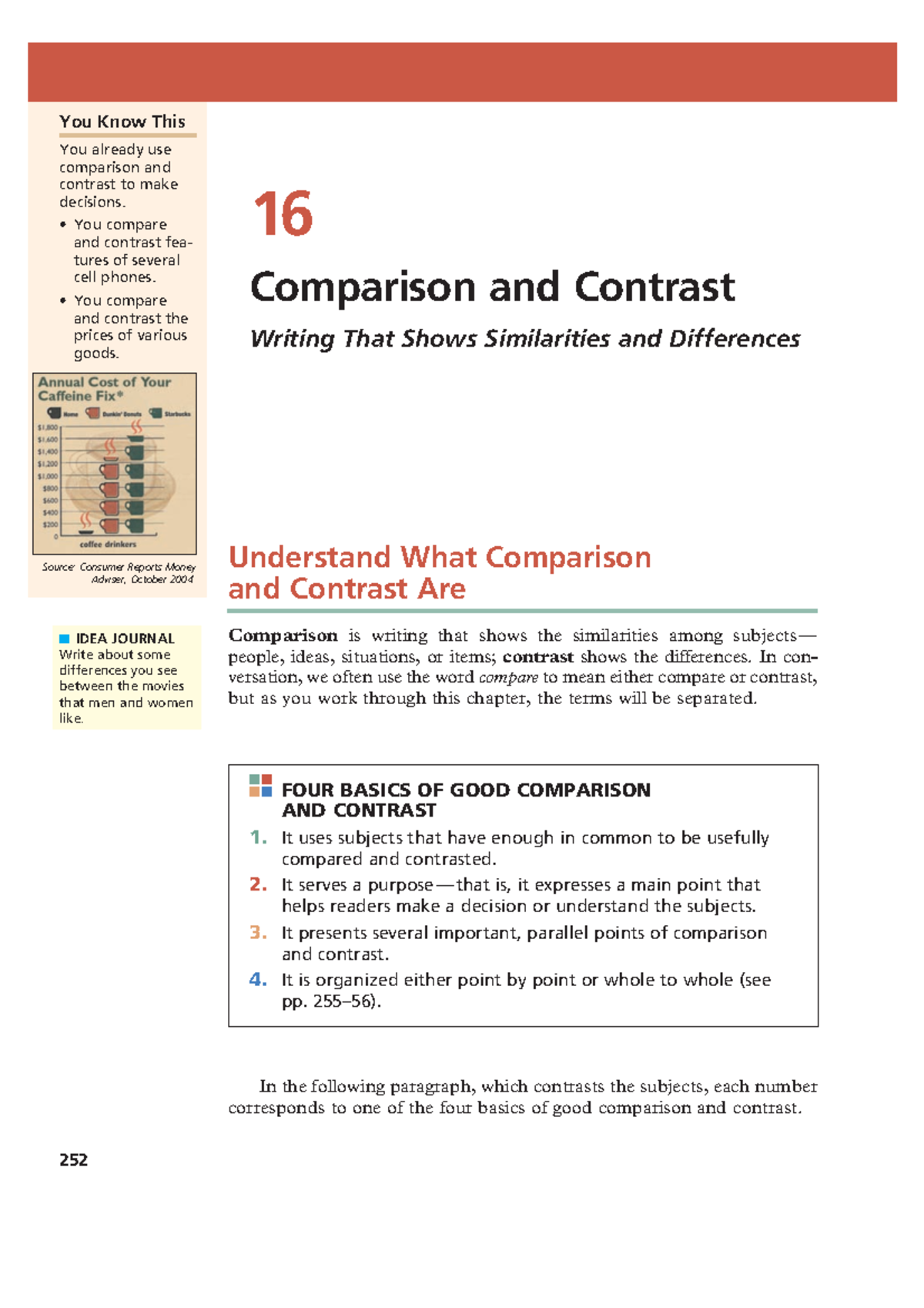Comparison and Contrast Paragraph - You Know This You already use ...