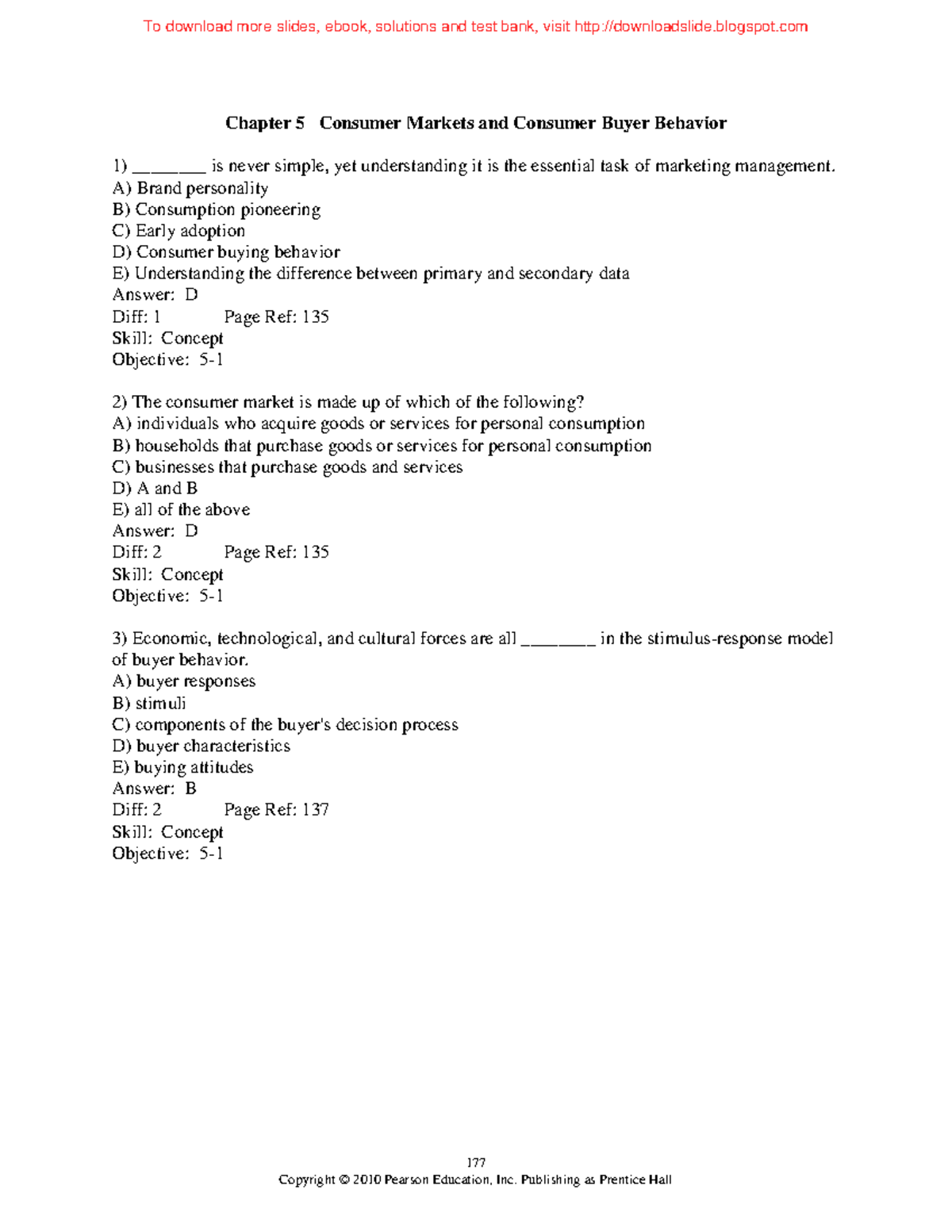 Chapter 5 - Practice Materials - 177 Chapter 5 Consumer Markets and ...