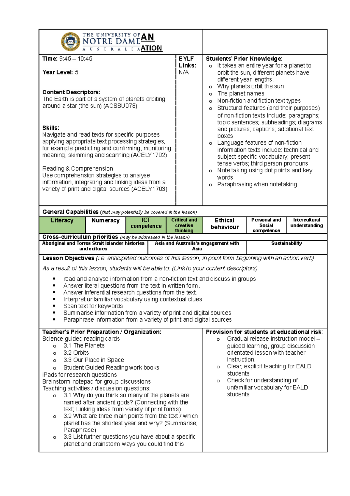 Guided Reading (Science) Week 2 -2 - LESSON PLAN SCHOOL OF EDUCATION ...