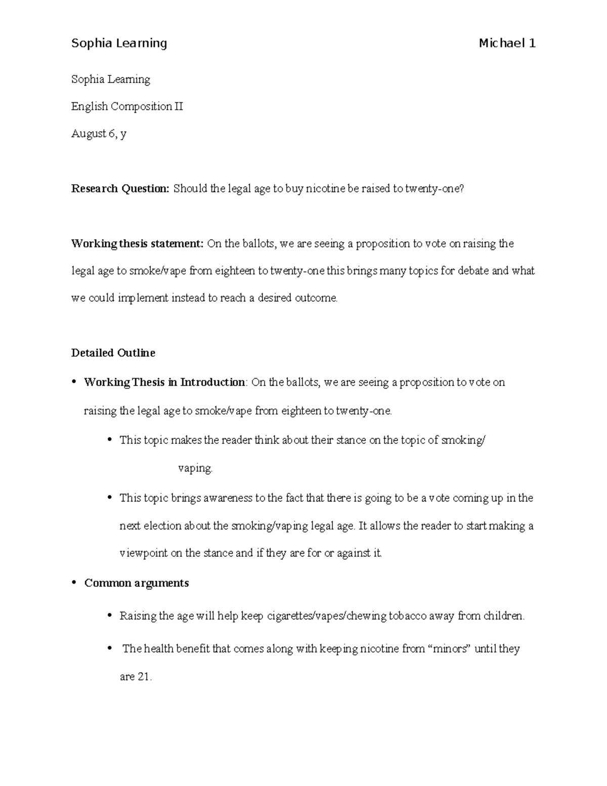 Touchstone 1 - Sophia Learning English Composition II August 6, y ...