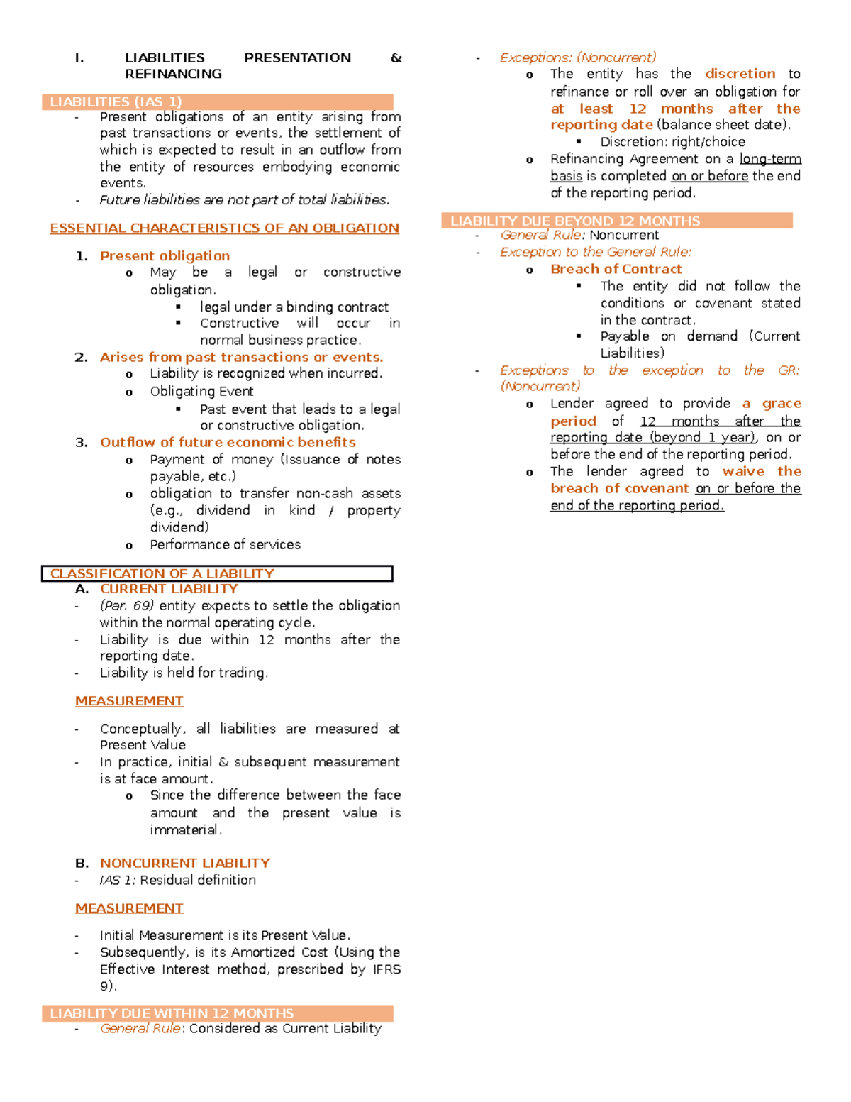 FAR4 - Current Liabilities Lecture Notes - I. LIABILITIES PRESENTATION ...