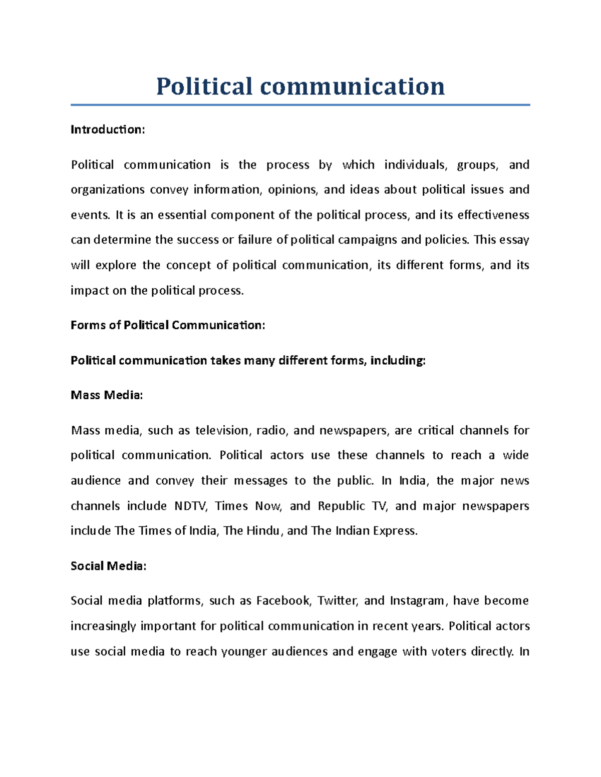 Political Communication - Political Communication Introduction ...