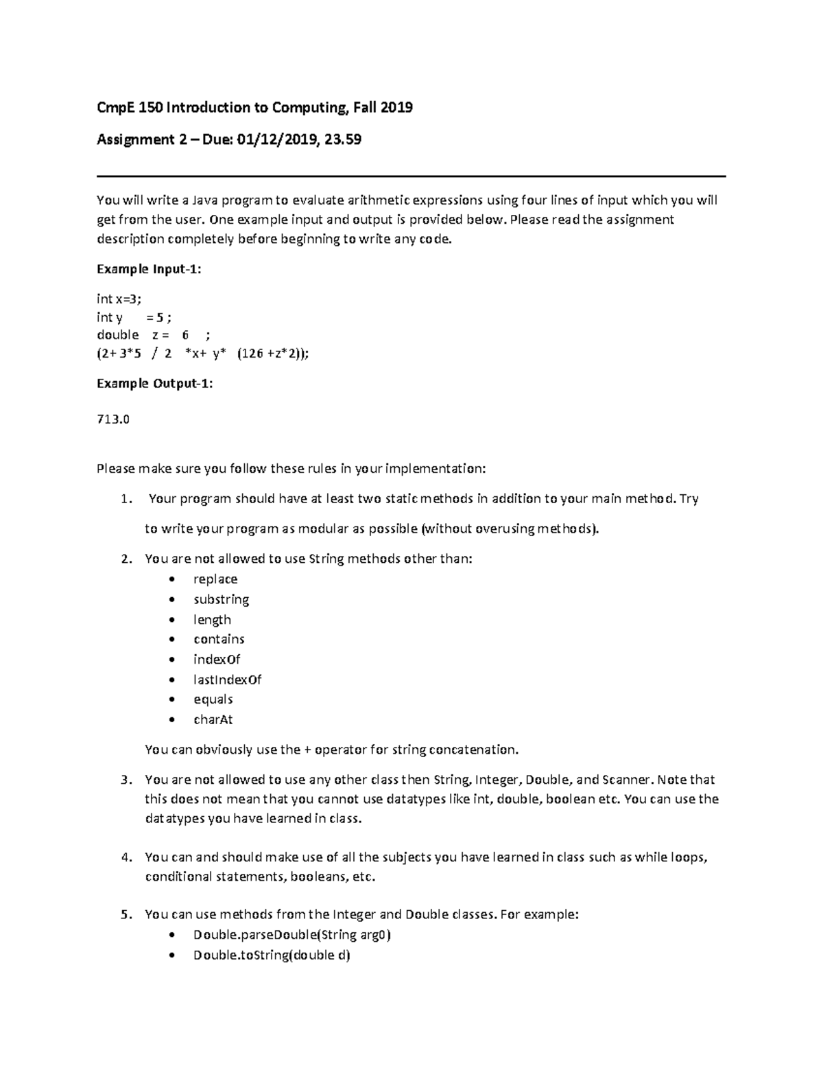 Cmp E150 Fall2019 Assignment 2 Description v4.0 - CmpE 150 Introduction ...