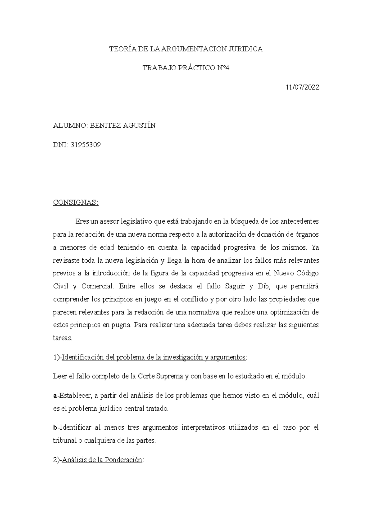 Tp 4 Taj Teoria De La Argumentacion Juridica Tp 4 TeorÍa De La Argumentacion Juridica 2081