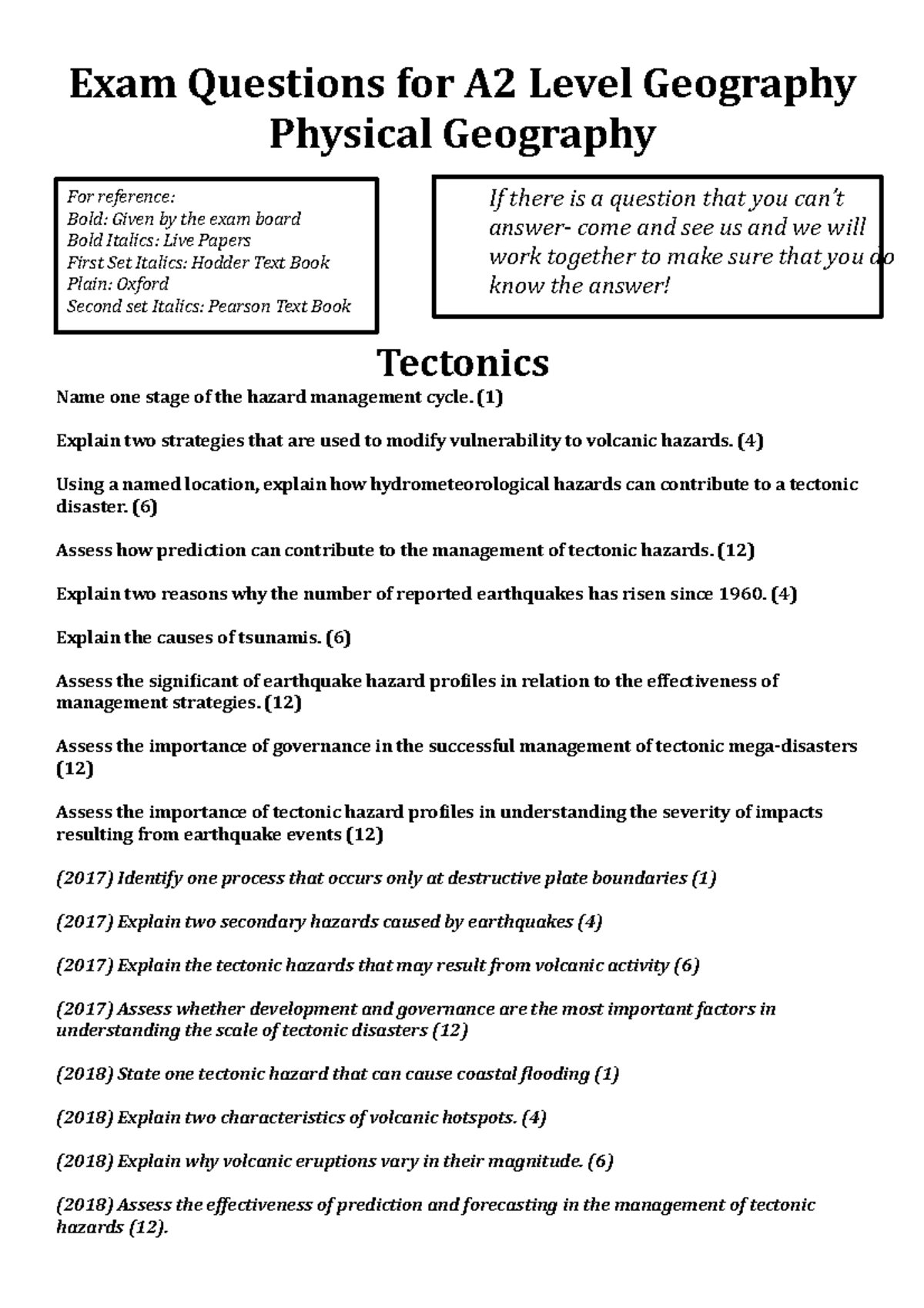 all-topics-a2-exam-qs-physical-geography-student-exam-questions-for