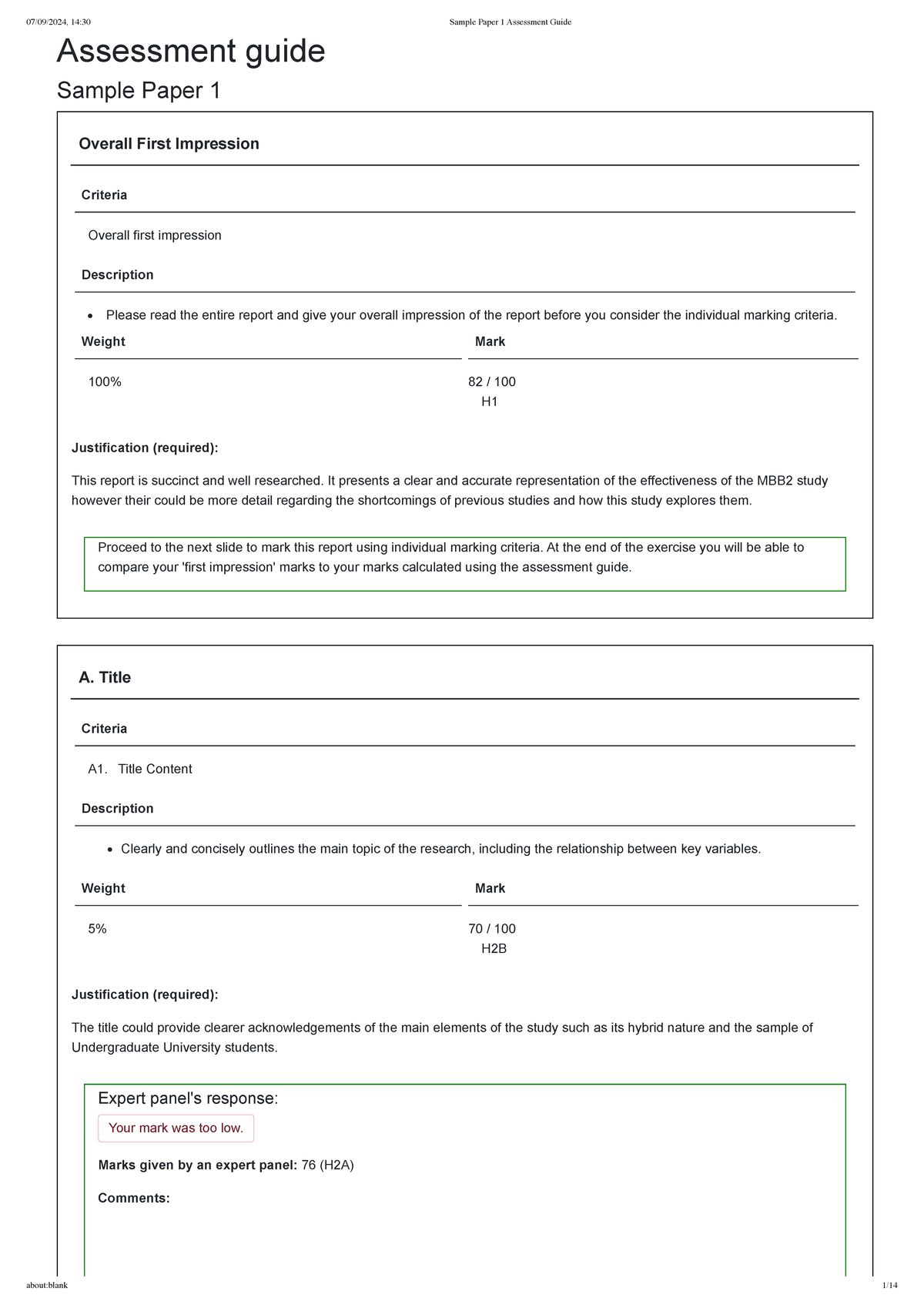 Sample Paper 1 Assessment Guide - Assessment guide Sample Paper 1 ...