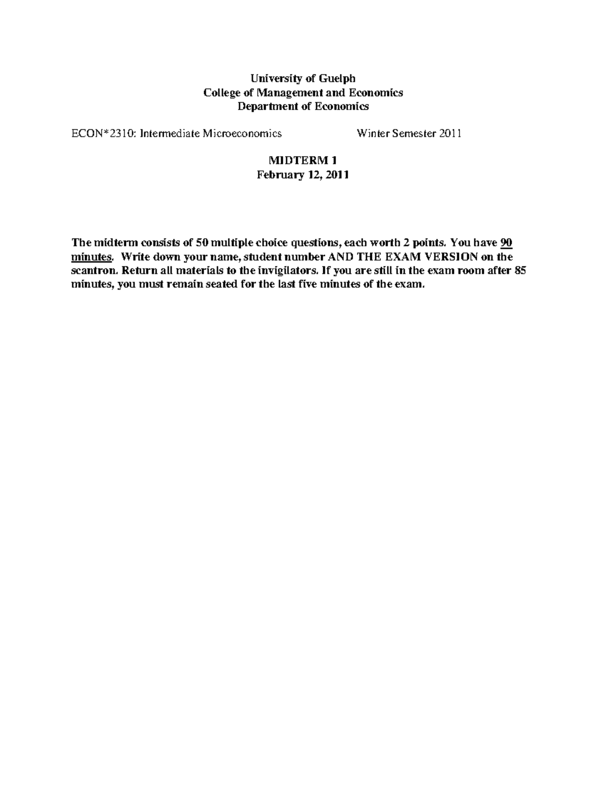 Exam February 2011, questions and answers - Midterm - University of ...
