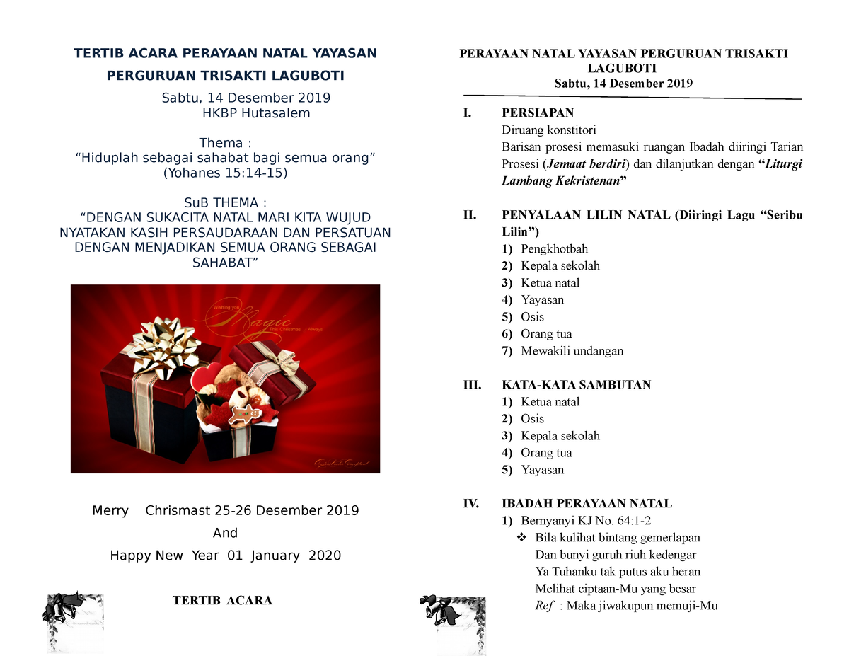 Tertib Acara Perayaan Natal Trisakti Benar - TERTIB ACARA PERAYAAN ...