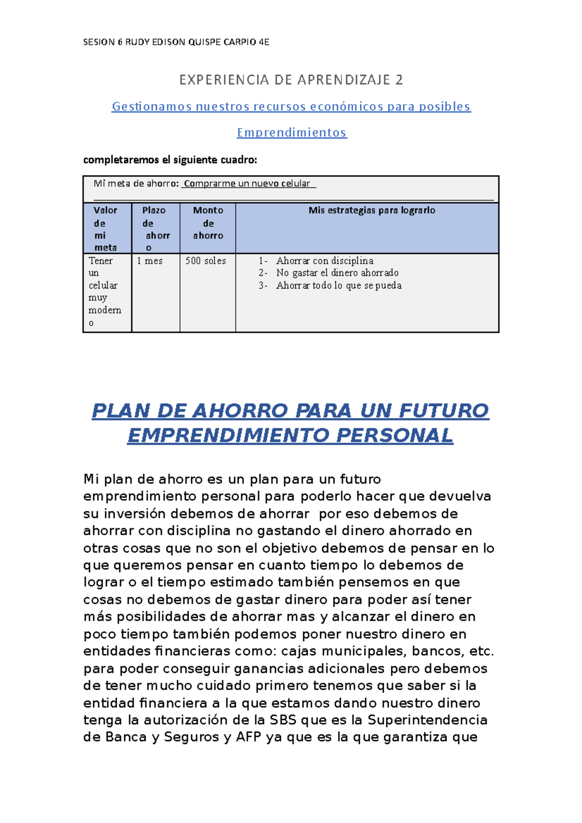 Sesion 6 Ccss Ciencias Sociales SESION 6 RUDY EDISON QUISPE CARPIO 