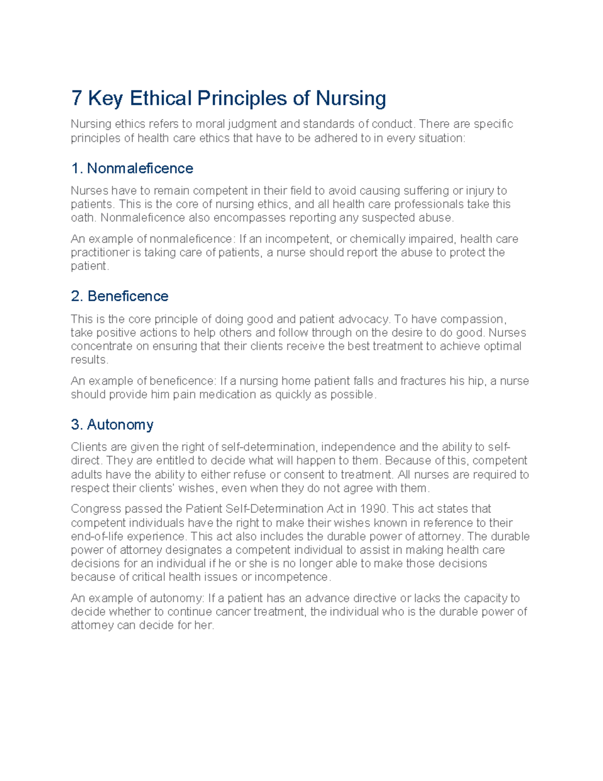 7 Key Ethical Principles Of Nursing - 7 Key Ethical Principles Of 