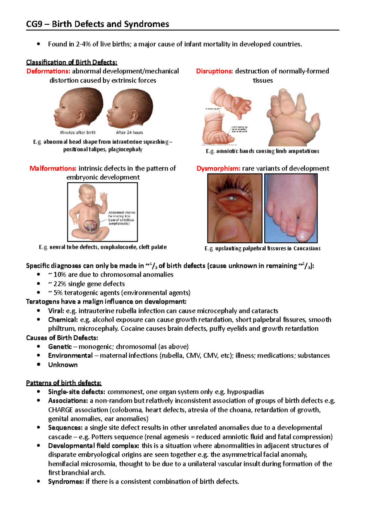 Birth Defects and Syndromes - Classification of Birth Defects ...