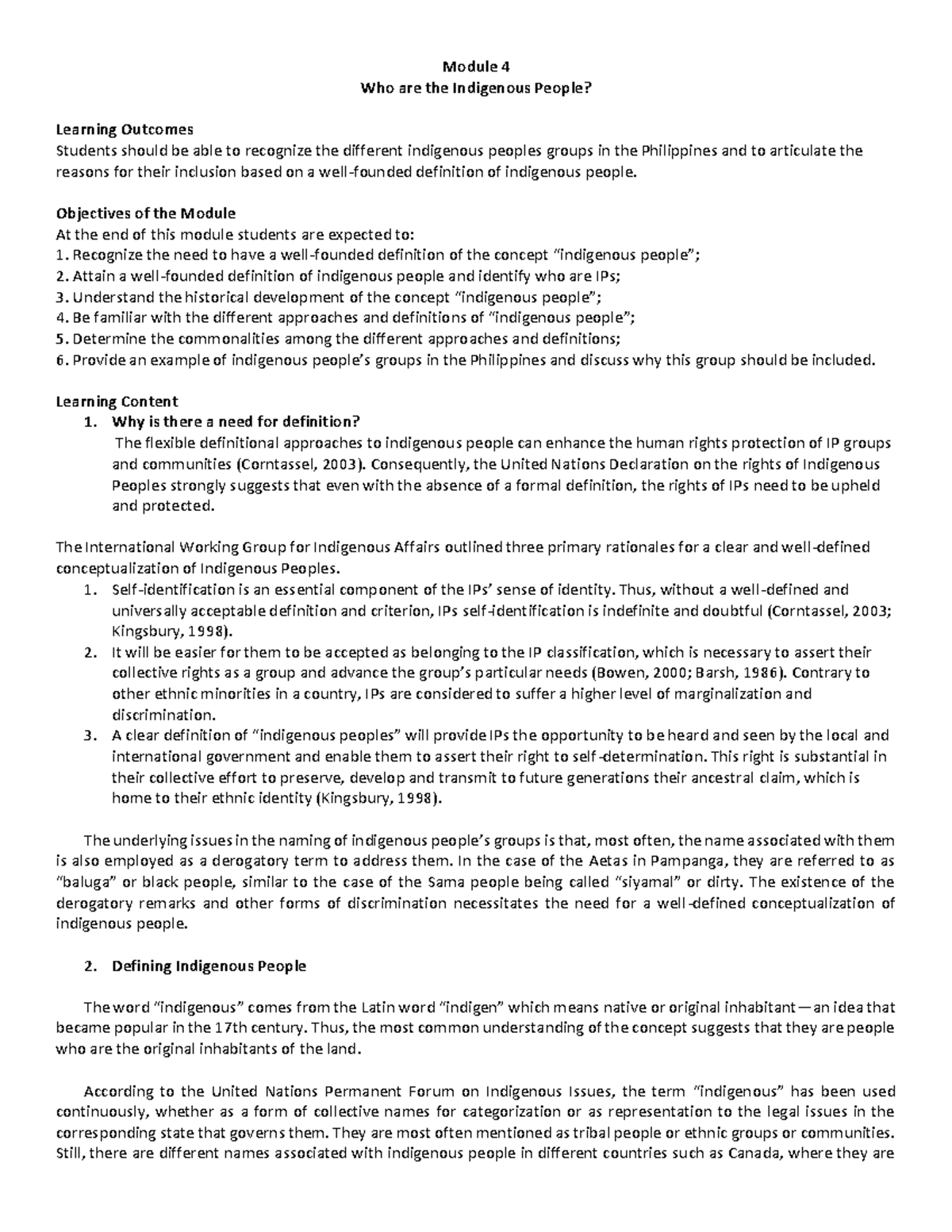 Module-4 - Hope it helps Indi - Module 4 Who are the Indigenous People ...