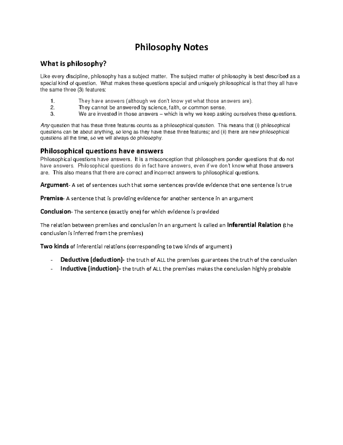 Philosophy Notes- Intro - Philosophy Notes What Is Philosophy? Like ...